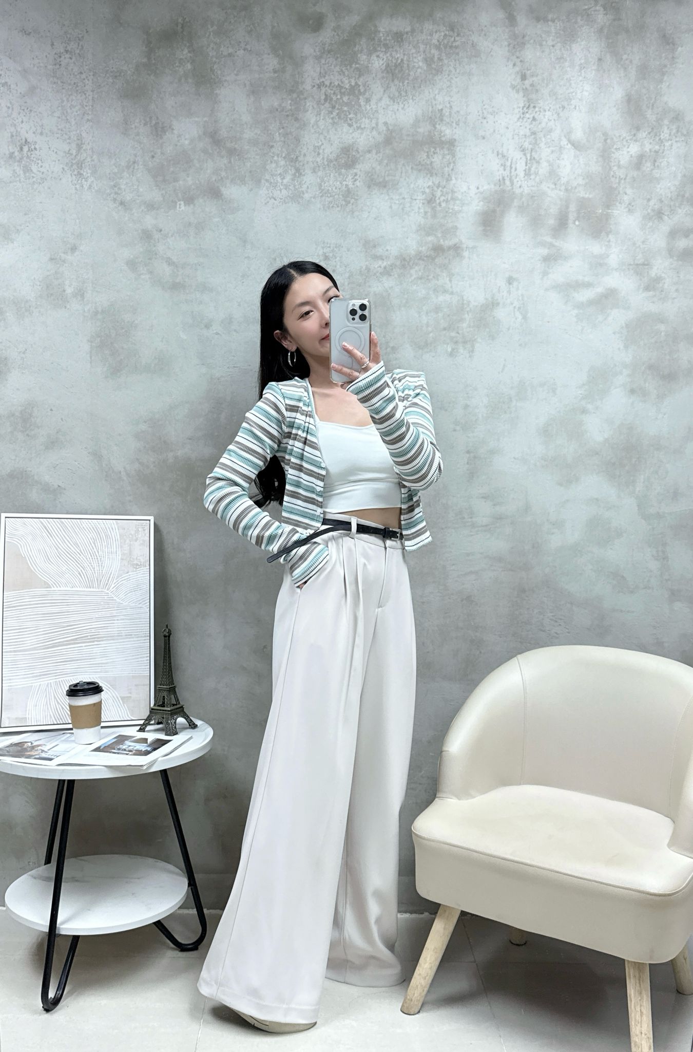 C04 拼色橫紋外套