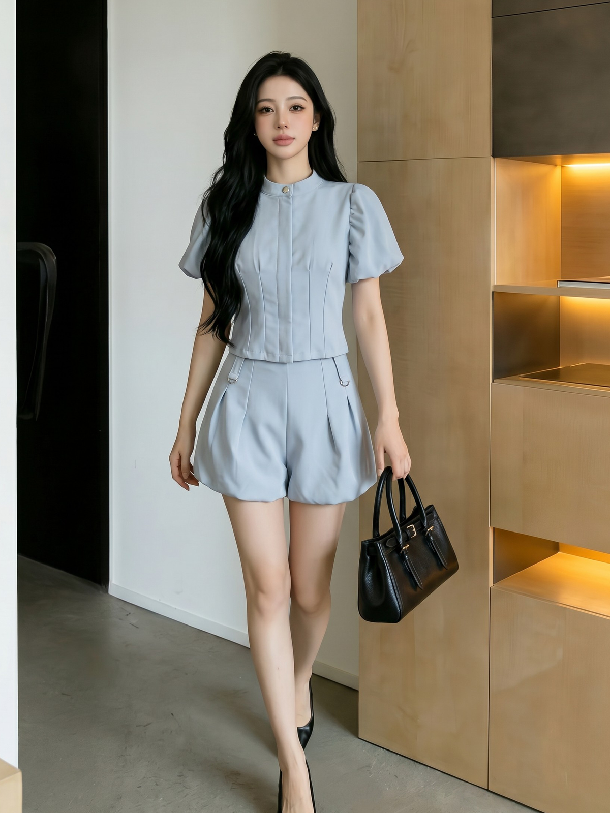 Aveline Puff Sleeve Round Neck Set M179