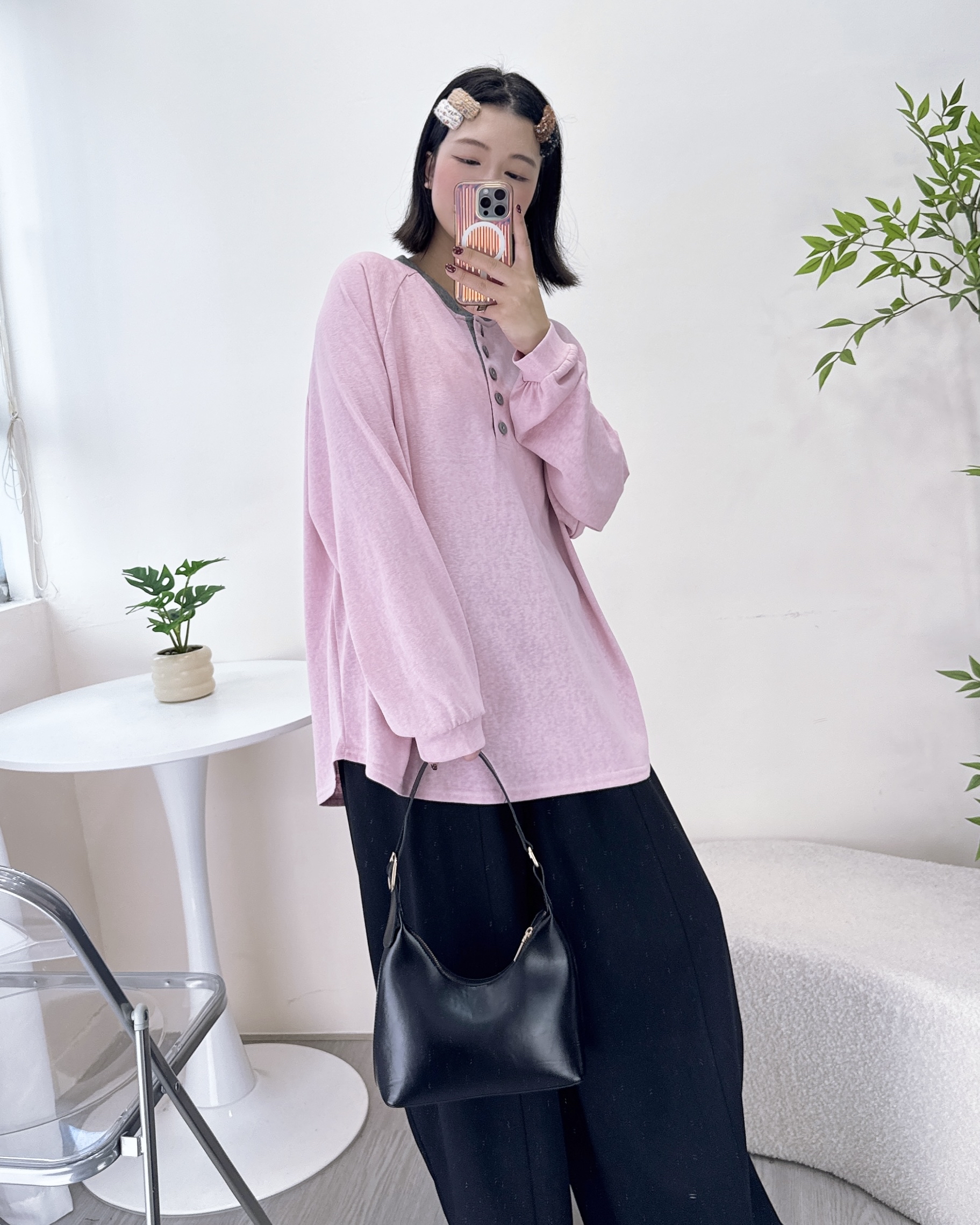 寬鬆薄身鈕扣長上衣 3色