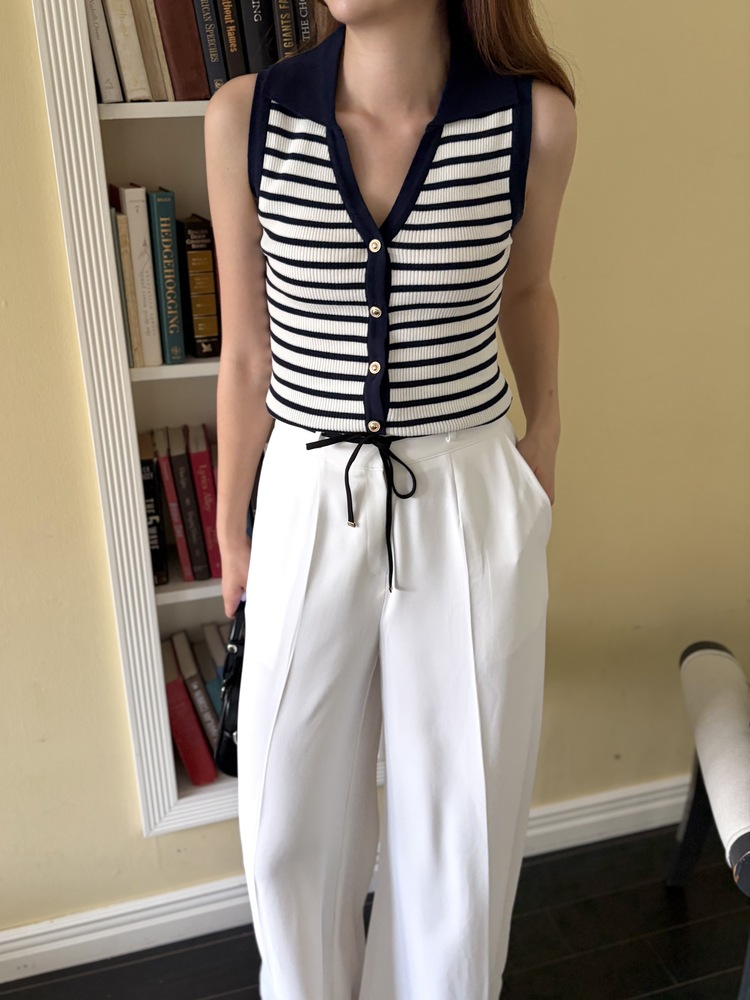 The Effortless Stripe Vest (Navy)