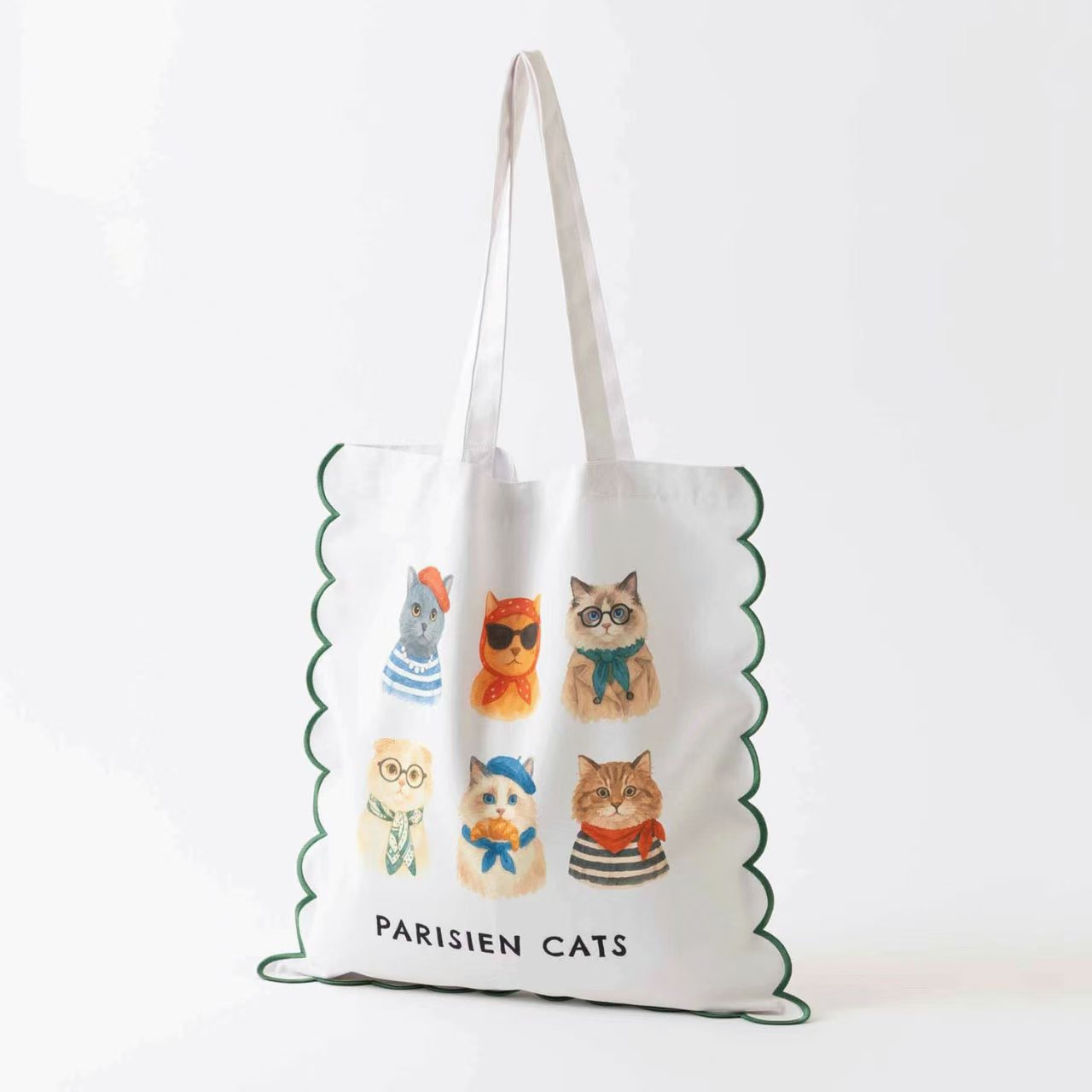 【日本直送】Jubilee 可愛刺繡波浪邊 Tote Bag！貓奴狗奴必備大容量手提袋 