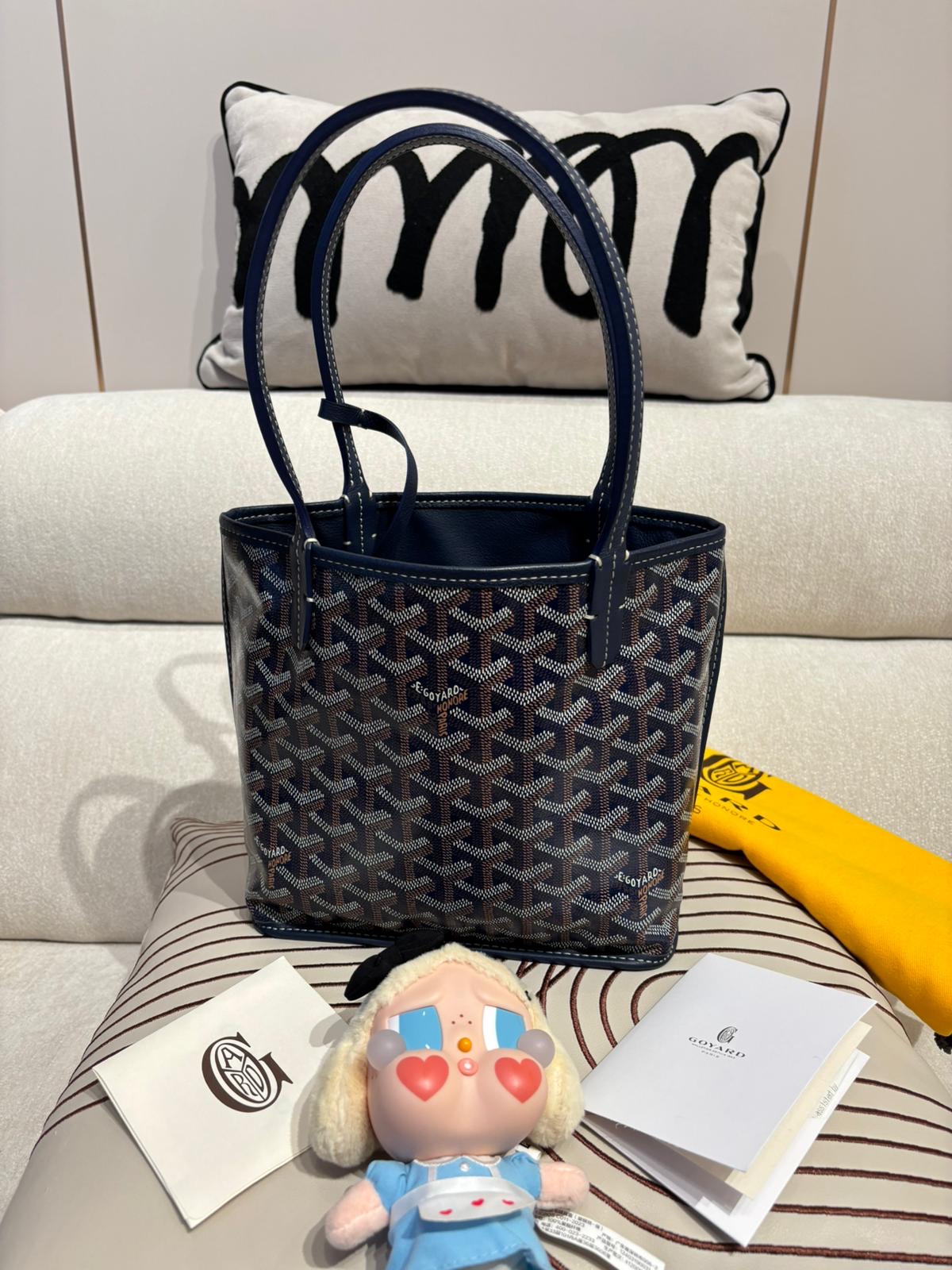Goyard Anjou Mini Tote Bag Navy 100%Authentic, 98%New ✅收據✅Dust bag✅Pouch