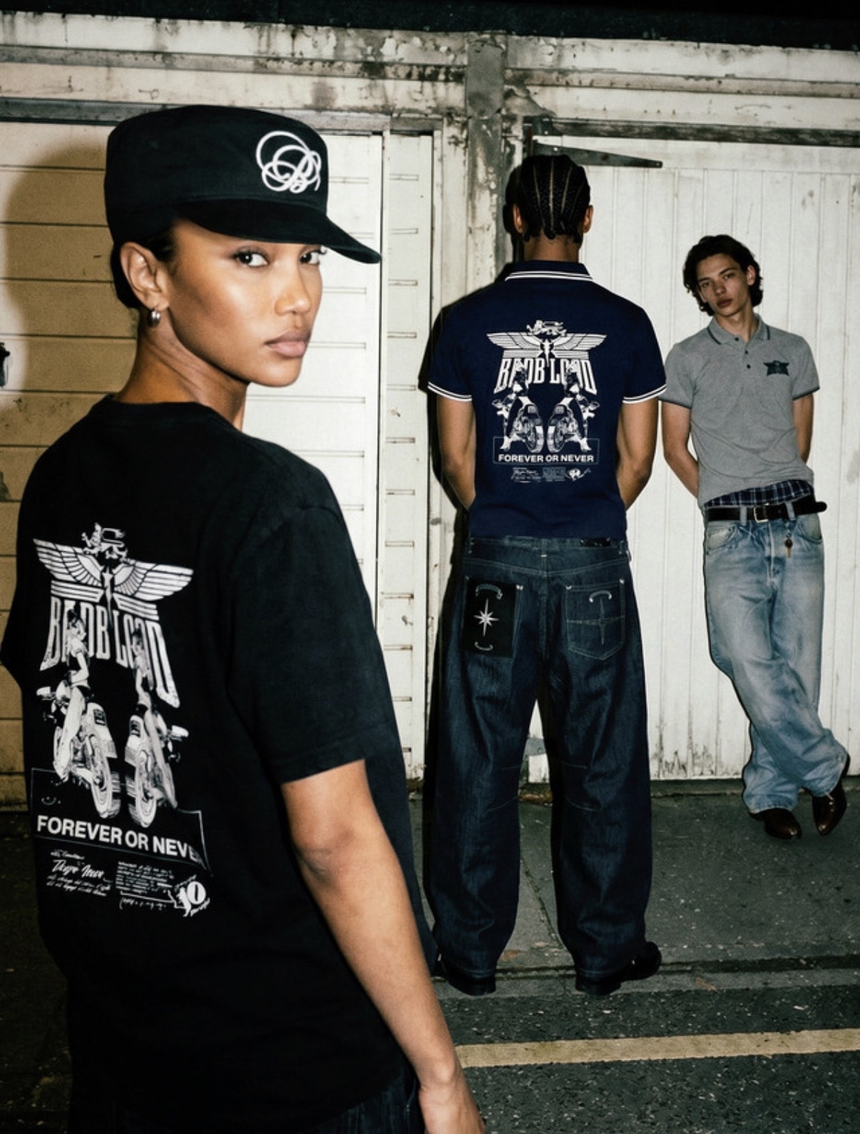 BADBLOOD新款[w-tee26-163] Aero Squad Print 1/2 Polo T-Shirt - Gray