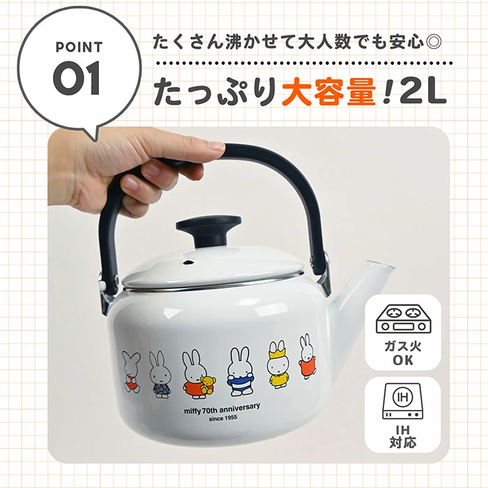 【現貨】🔥🔥【日本直送《FUJIHORO》MIFFY 70週年紀念琺瑯水煲】