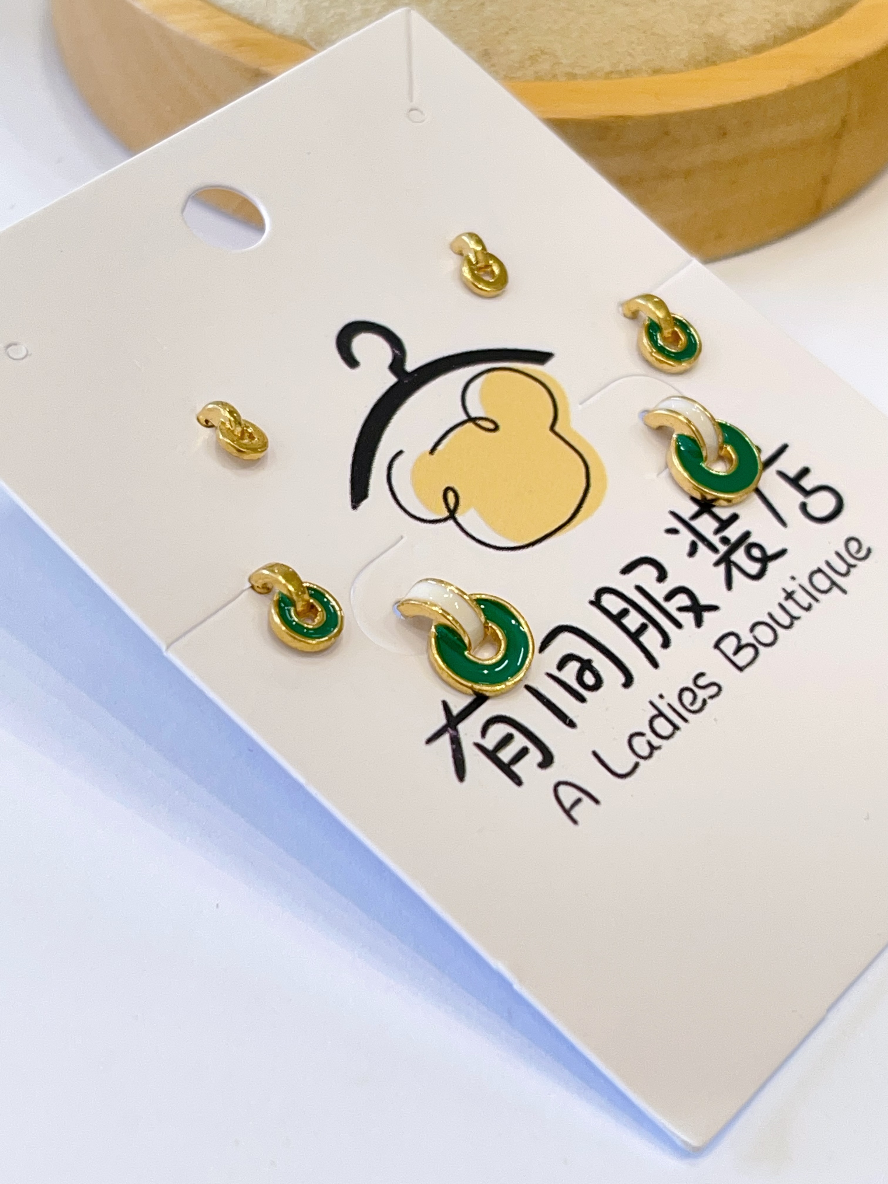 绿色系小圈耳环套装