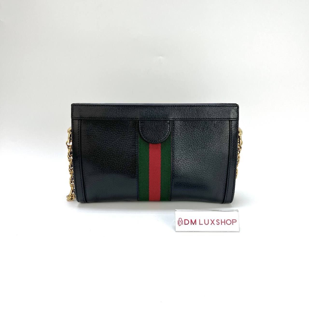 Gucci Black Ophidia Chain Shoulder Bag Small GHW