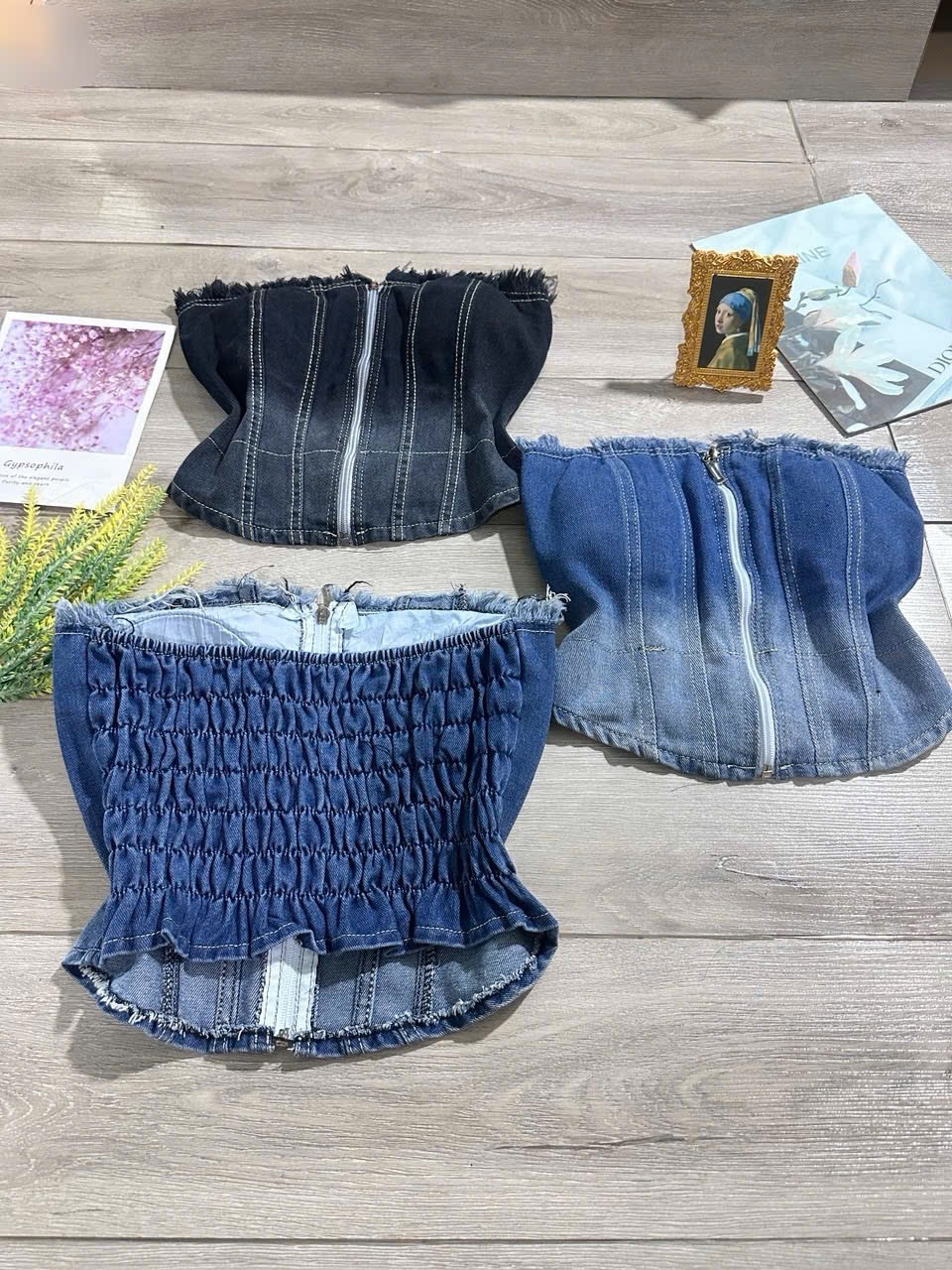 牛仔身胸衣 前拉鍊設計