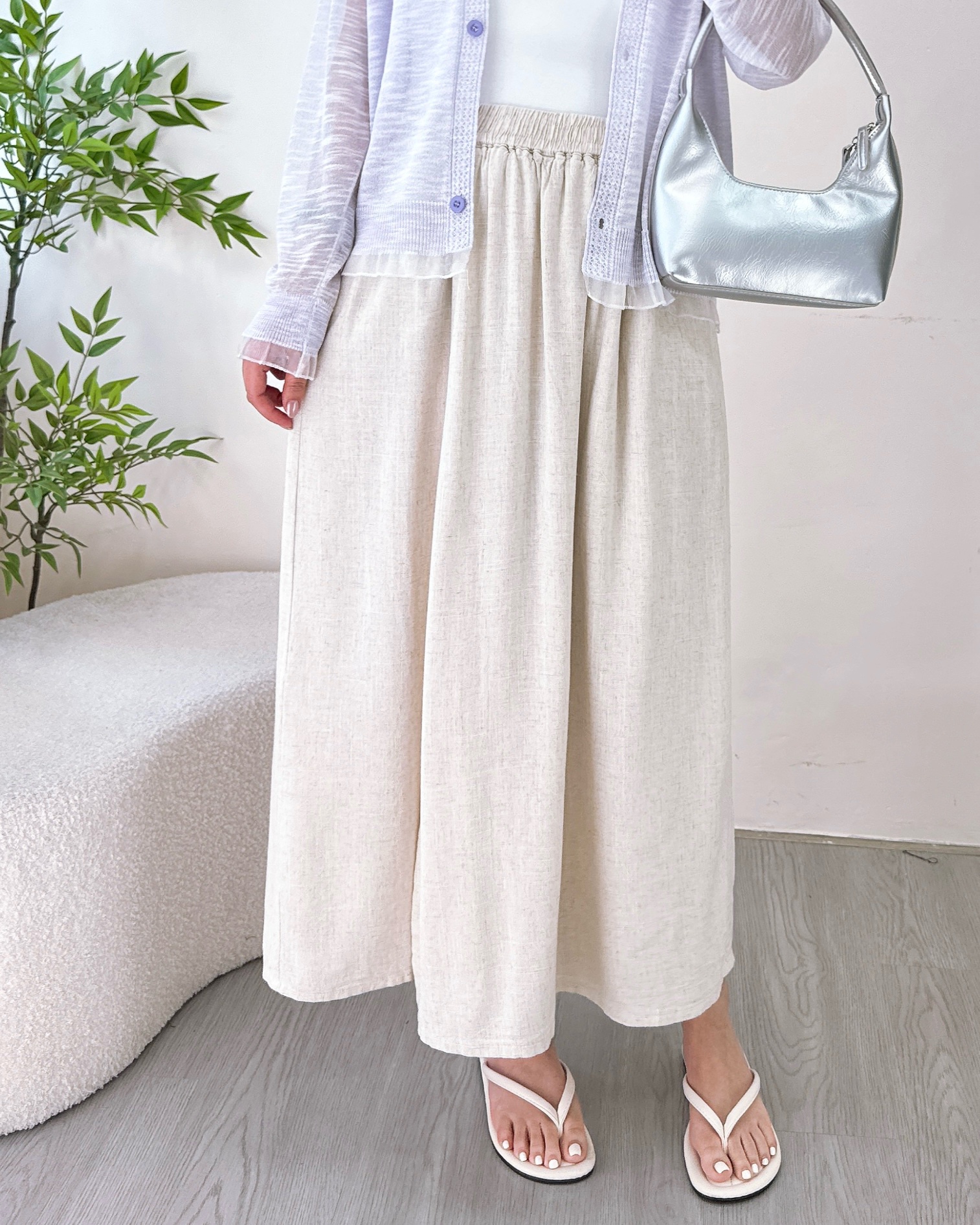 高質柔軟透氣麻棉裙褲 3色