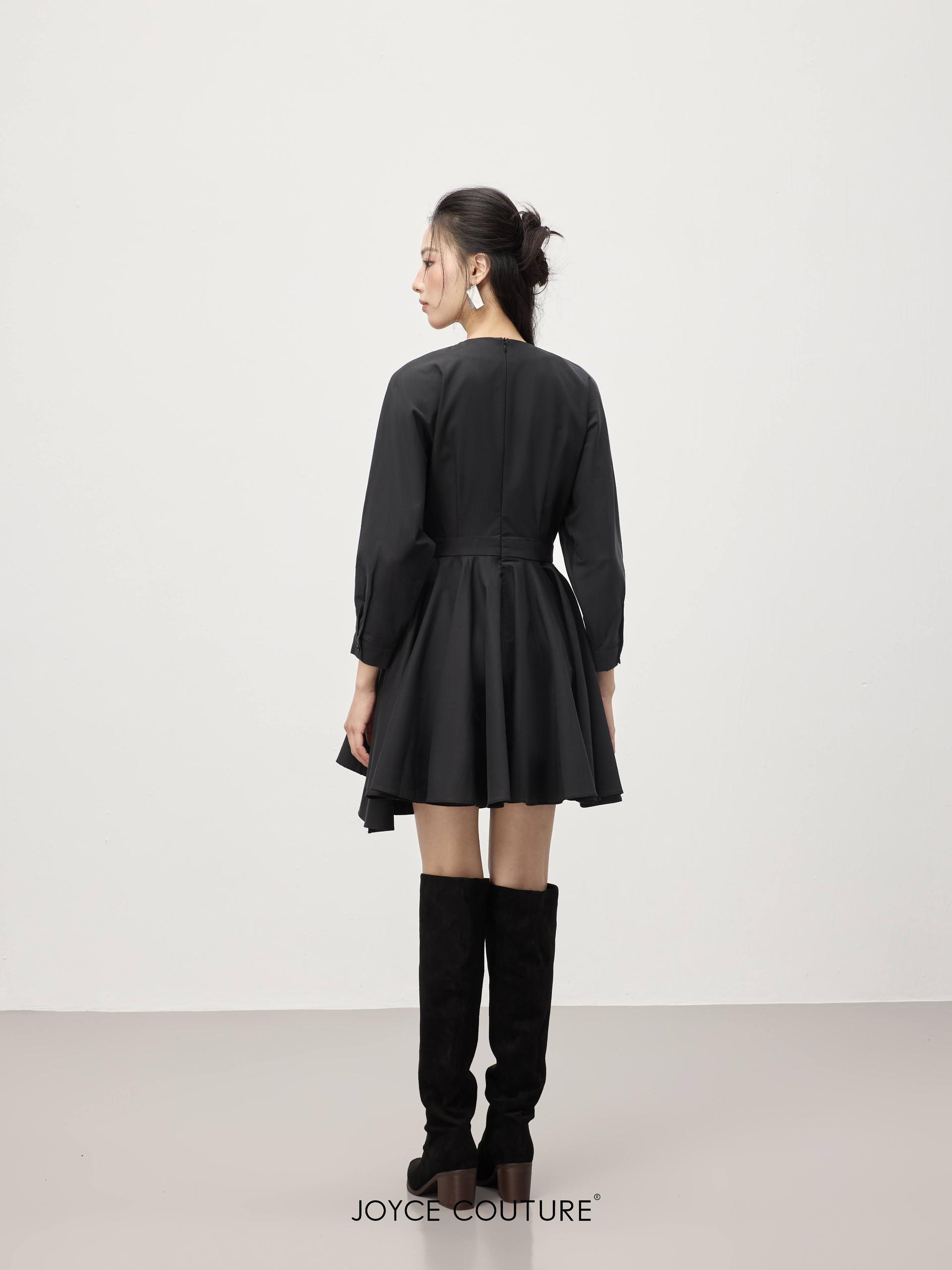 独家V领长袖连身裙 D0358