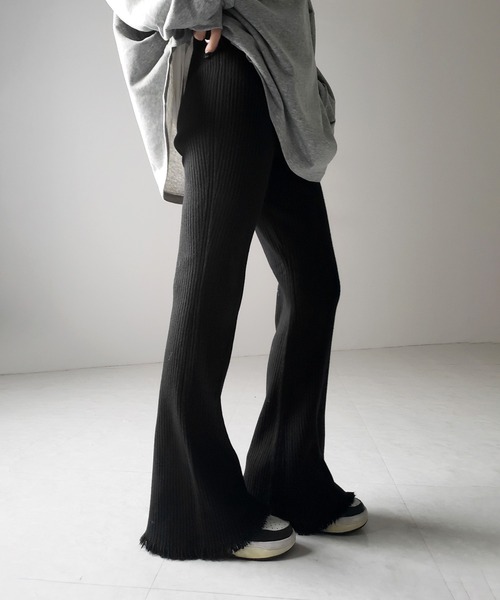 羅紋針織喇叭長褲【JP009】