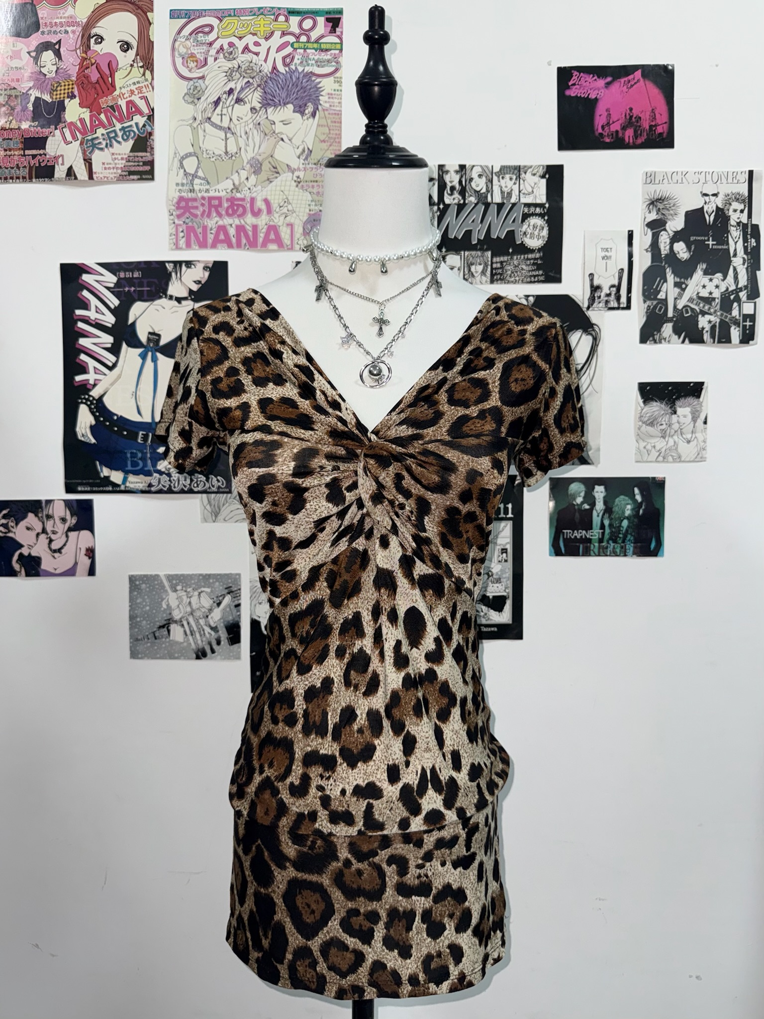 Leopard Print Twist Front Mini Dress