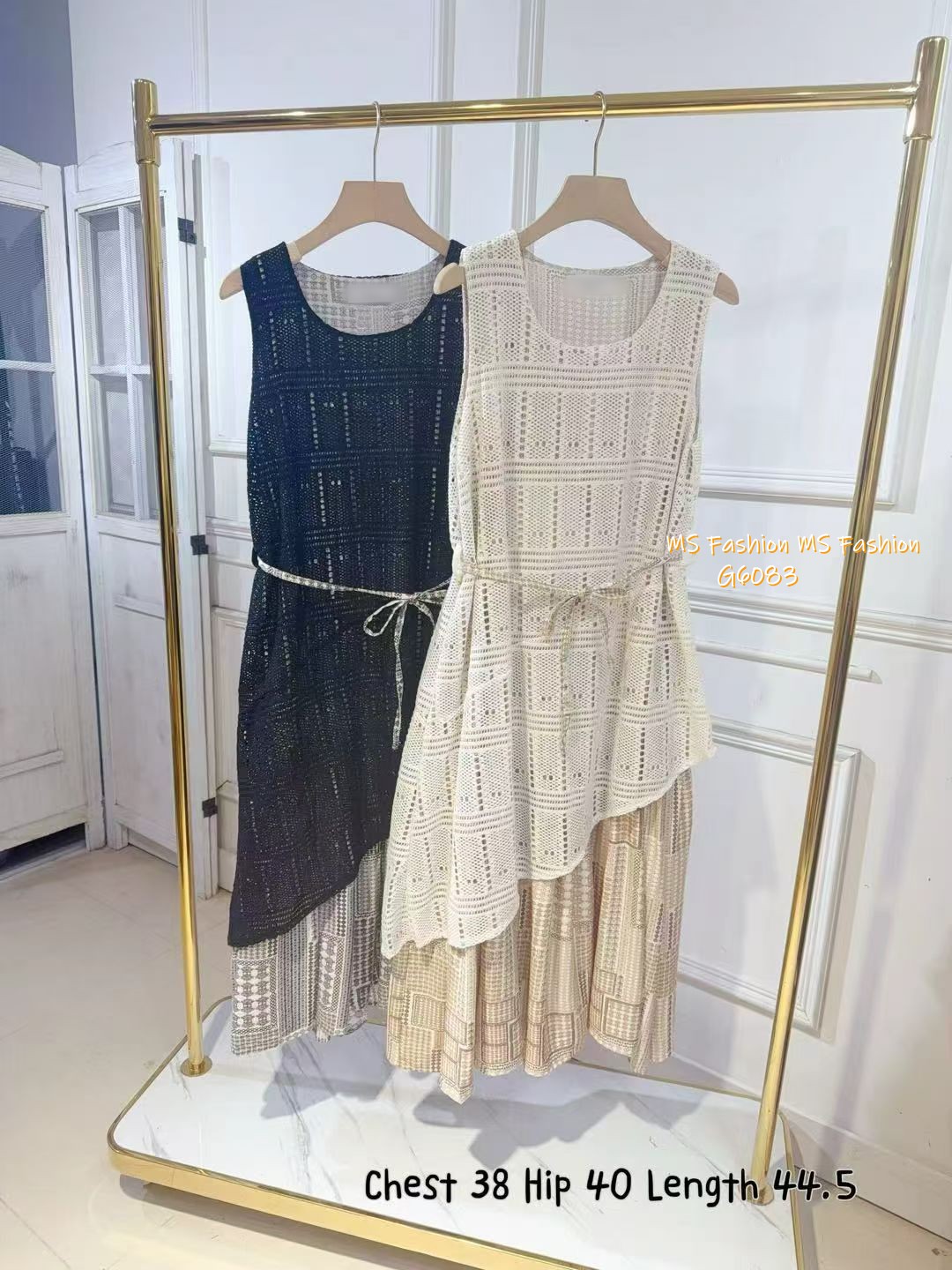 G6083 韓國🇰🇷通花背心連身裙