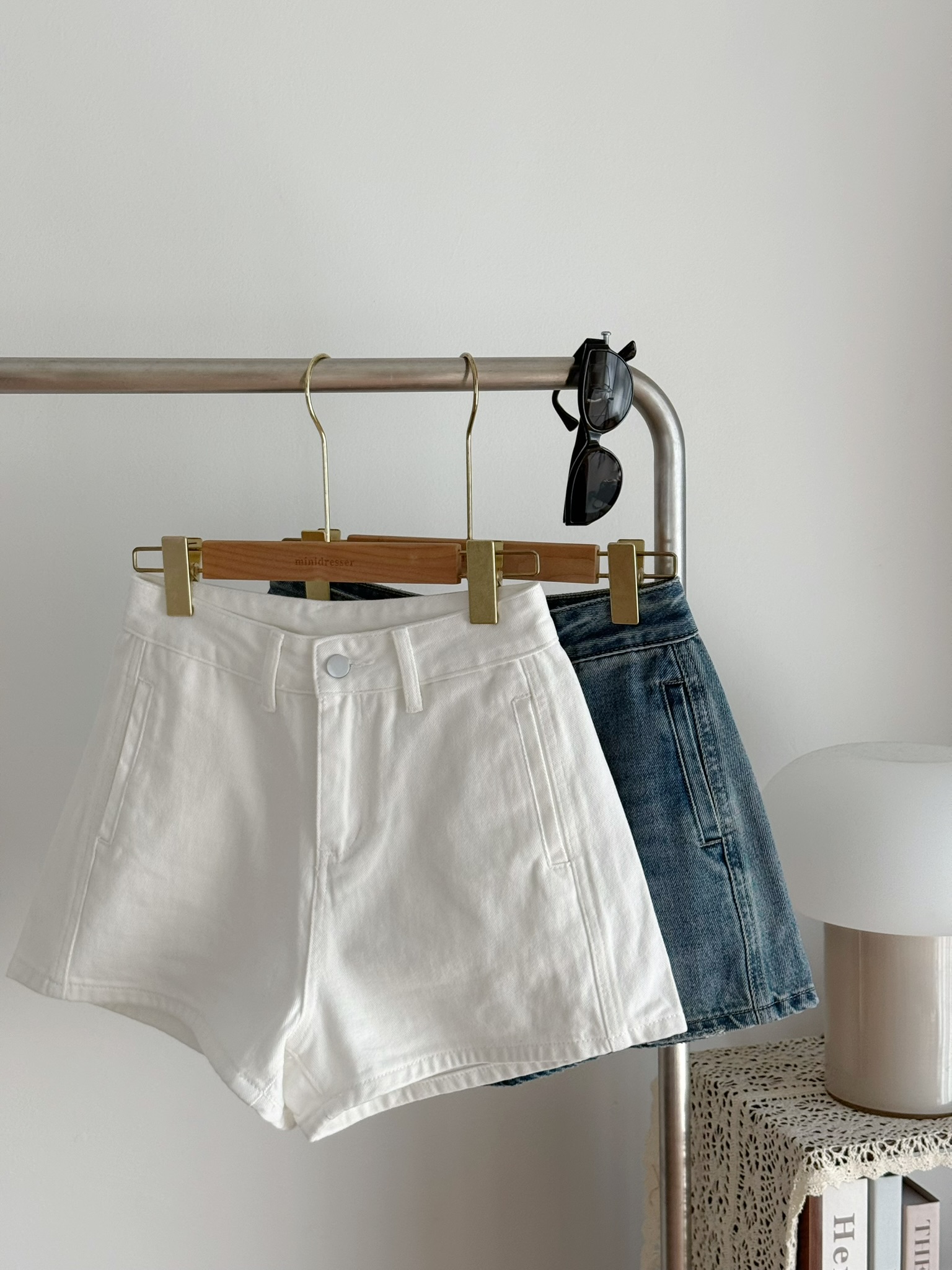 Aster Denim Shorts | White