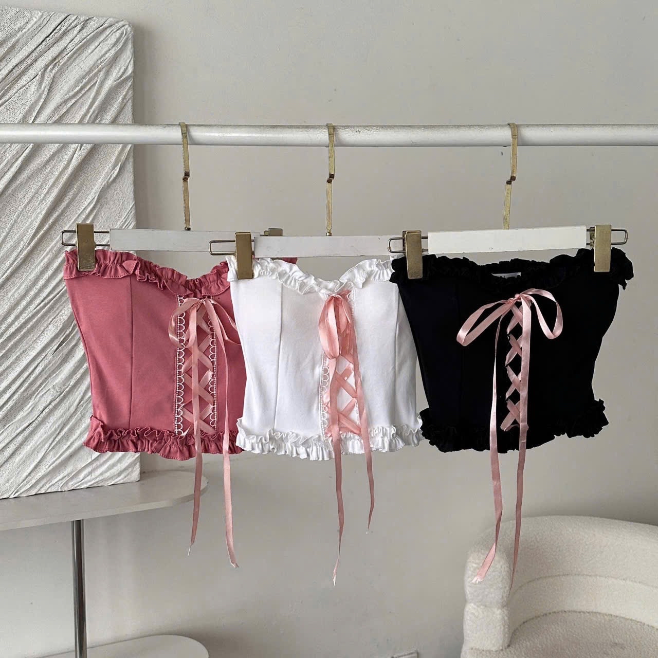 緊身蝴蝶结胸衣上衣