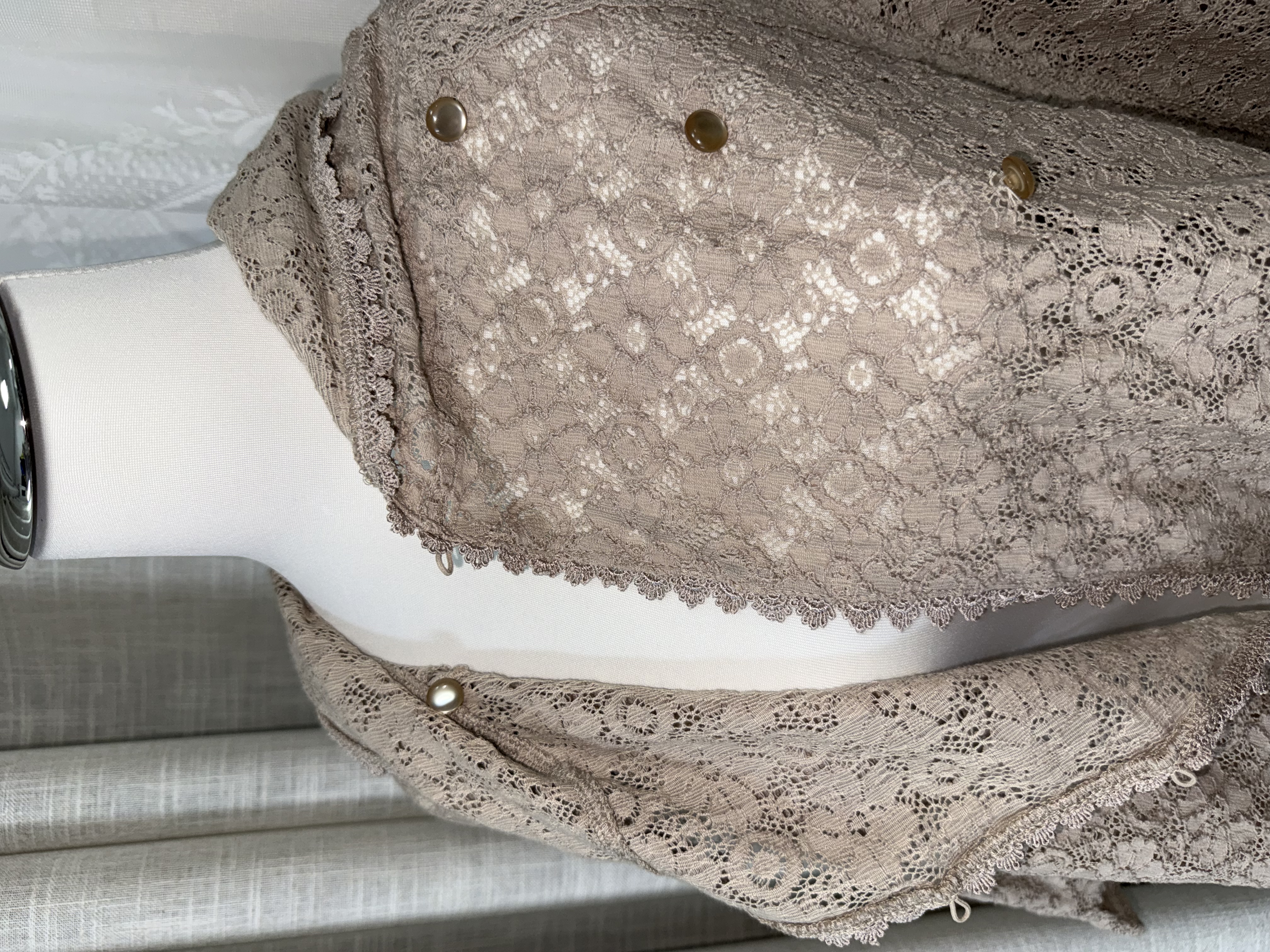 Lotus root pink Lace with Open Collar Coat