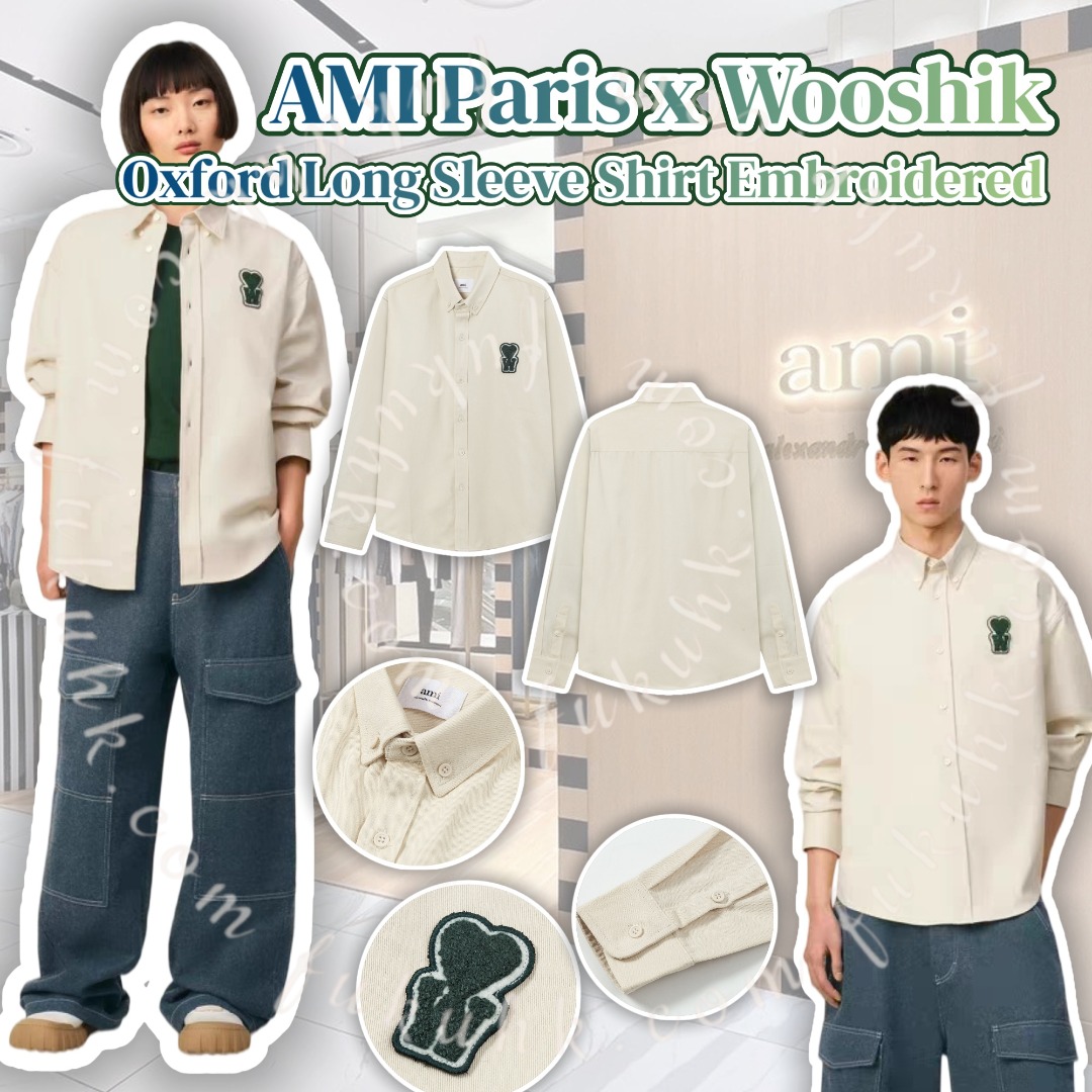 AMI Paris x Wooshik  Oxford Long Sleeve Shirt Embroidered 恤衫