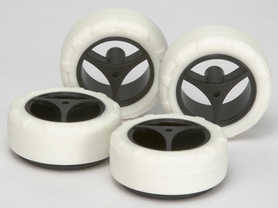 Narrow Small DIA. Carbon Wheel & White Tires (for Super X & XX Chassis)