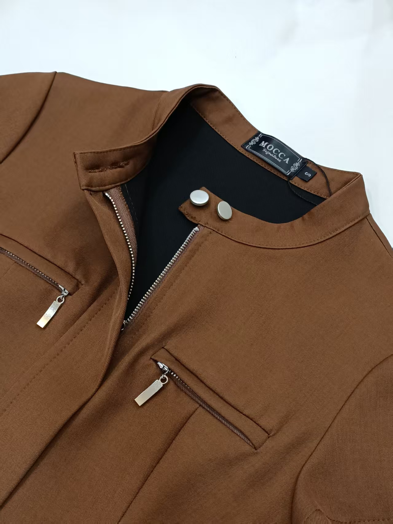 Stand-Collar Suiting Dress M233