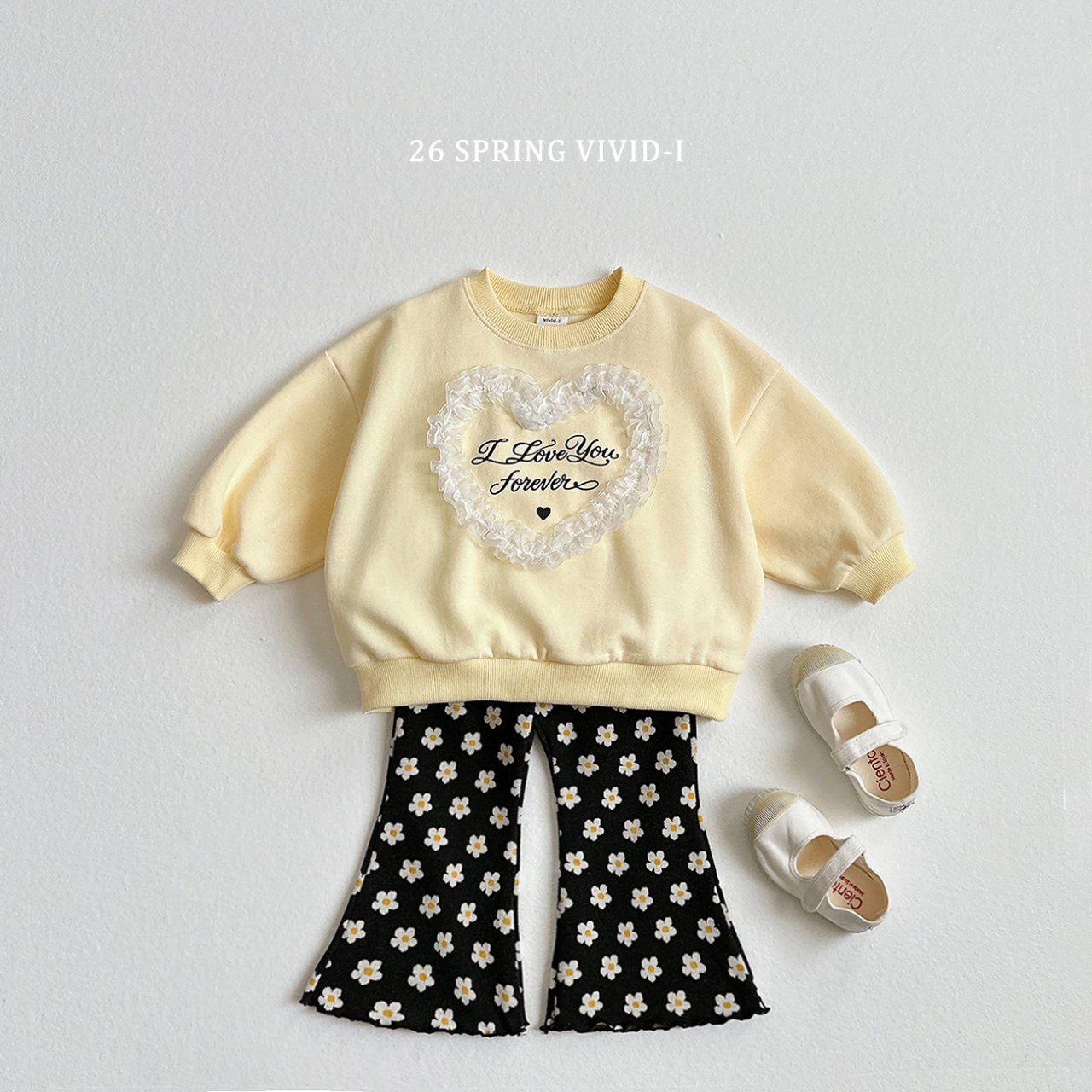 🌸預訂 韓國直送🌸🇰🇷VIVIDI七色春日風圖案花邊喇叭褲