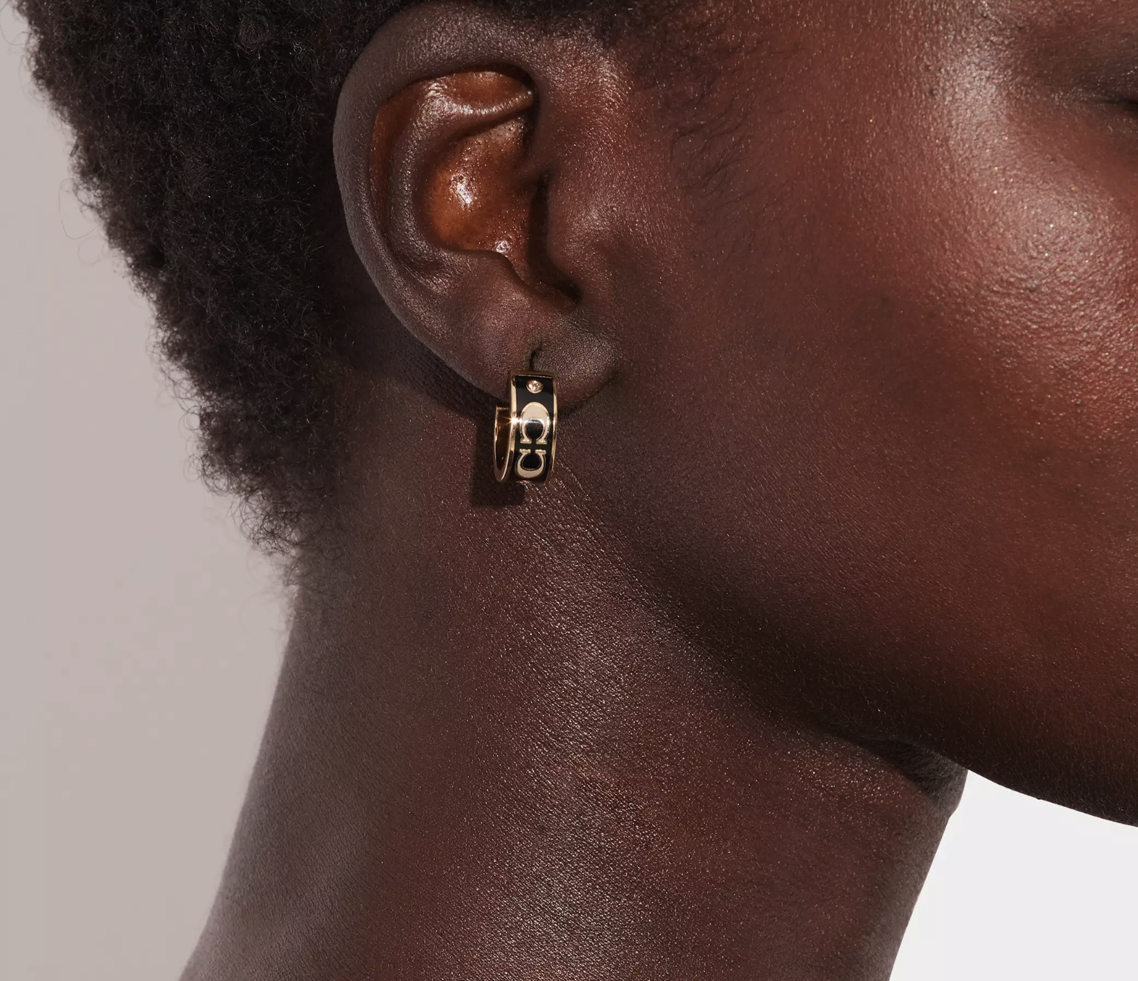 Coach Signature Enamel Huggie Earrings