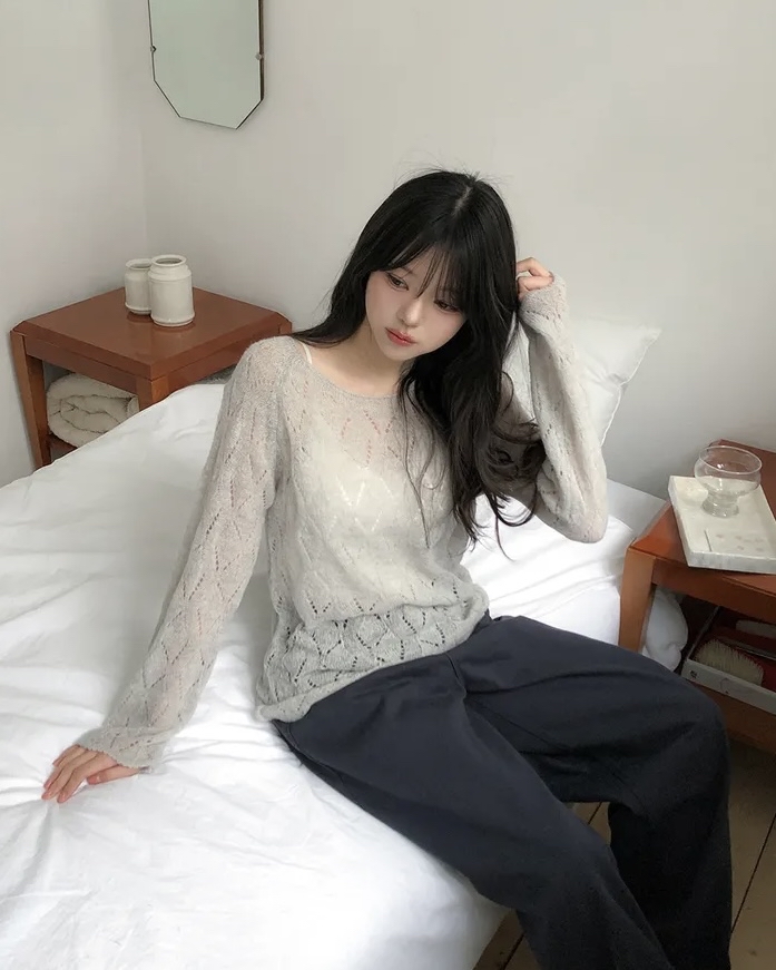 Boat Neck Sheer Knit Top