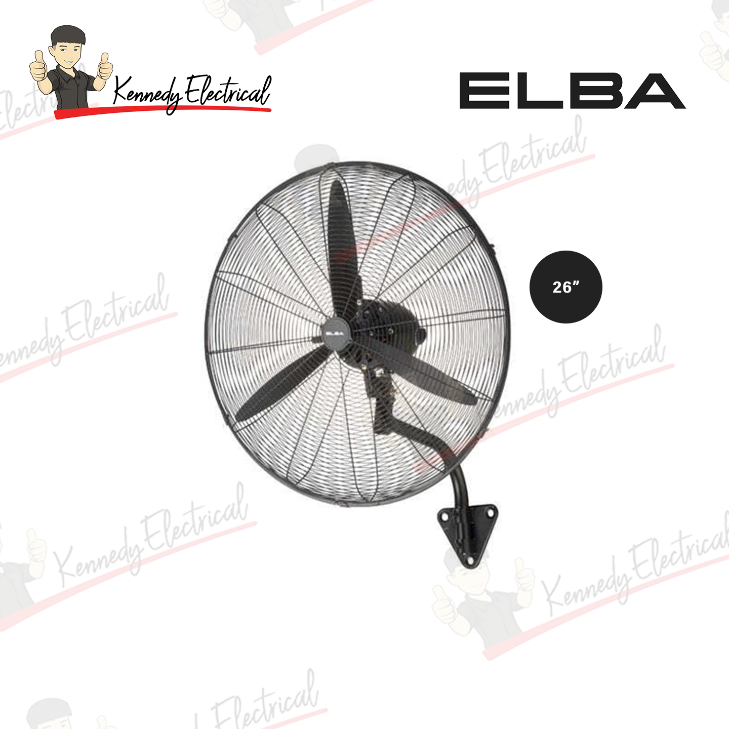 Elba 26" Industrial Wall Fan - 3 Blades EIWF-G2631(BK)