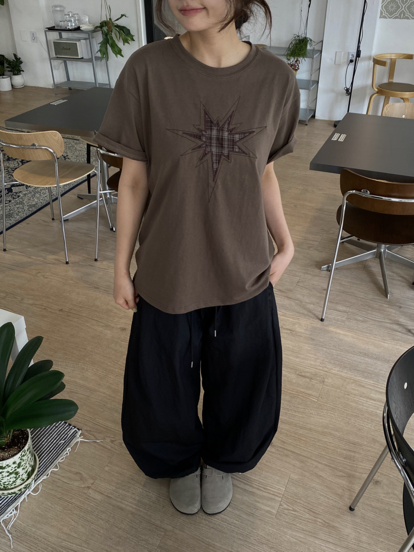 Plaid Star Patchwork Oversized Tee