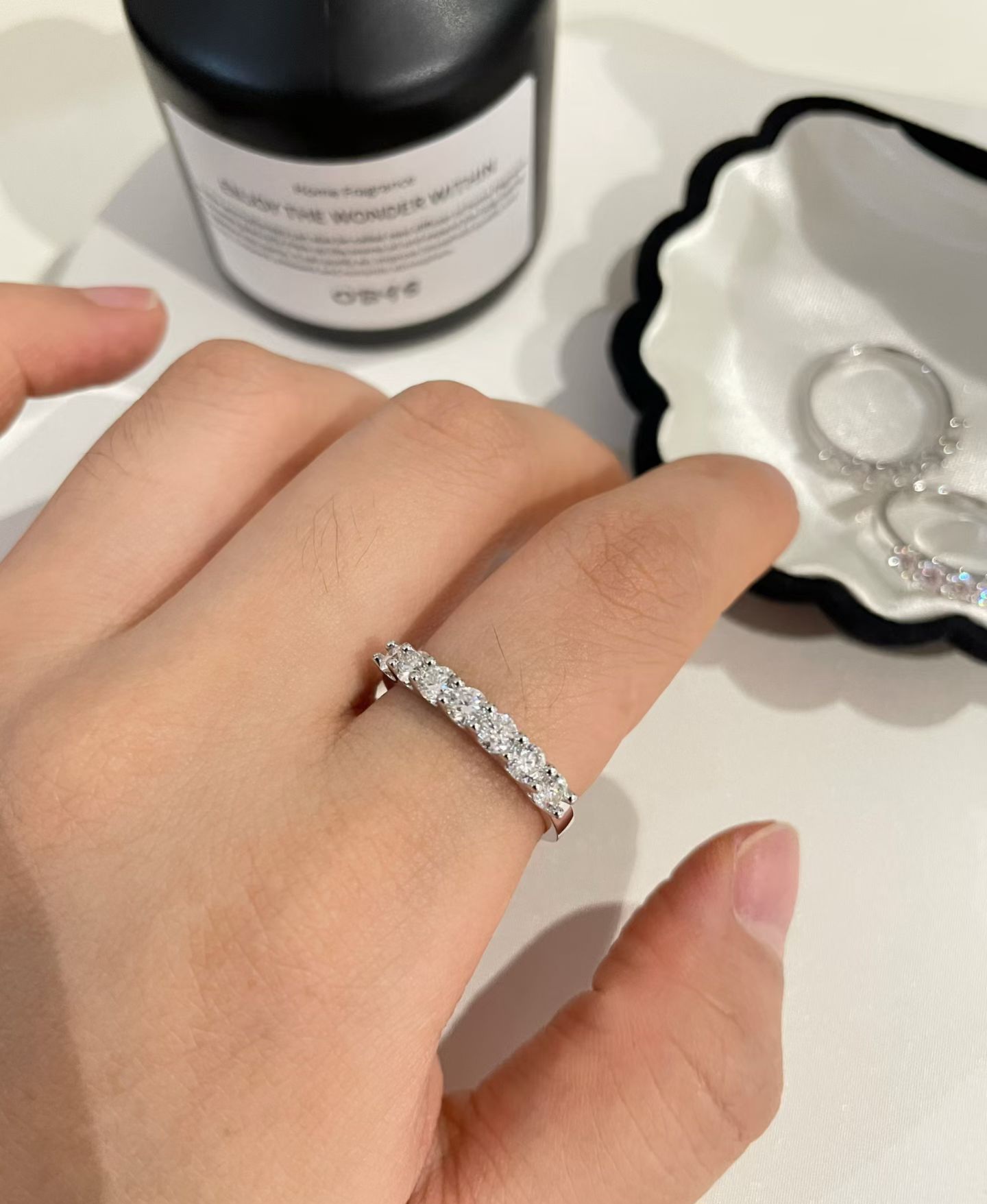 S925銀莫桑鑽介指
