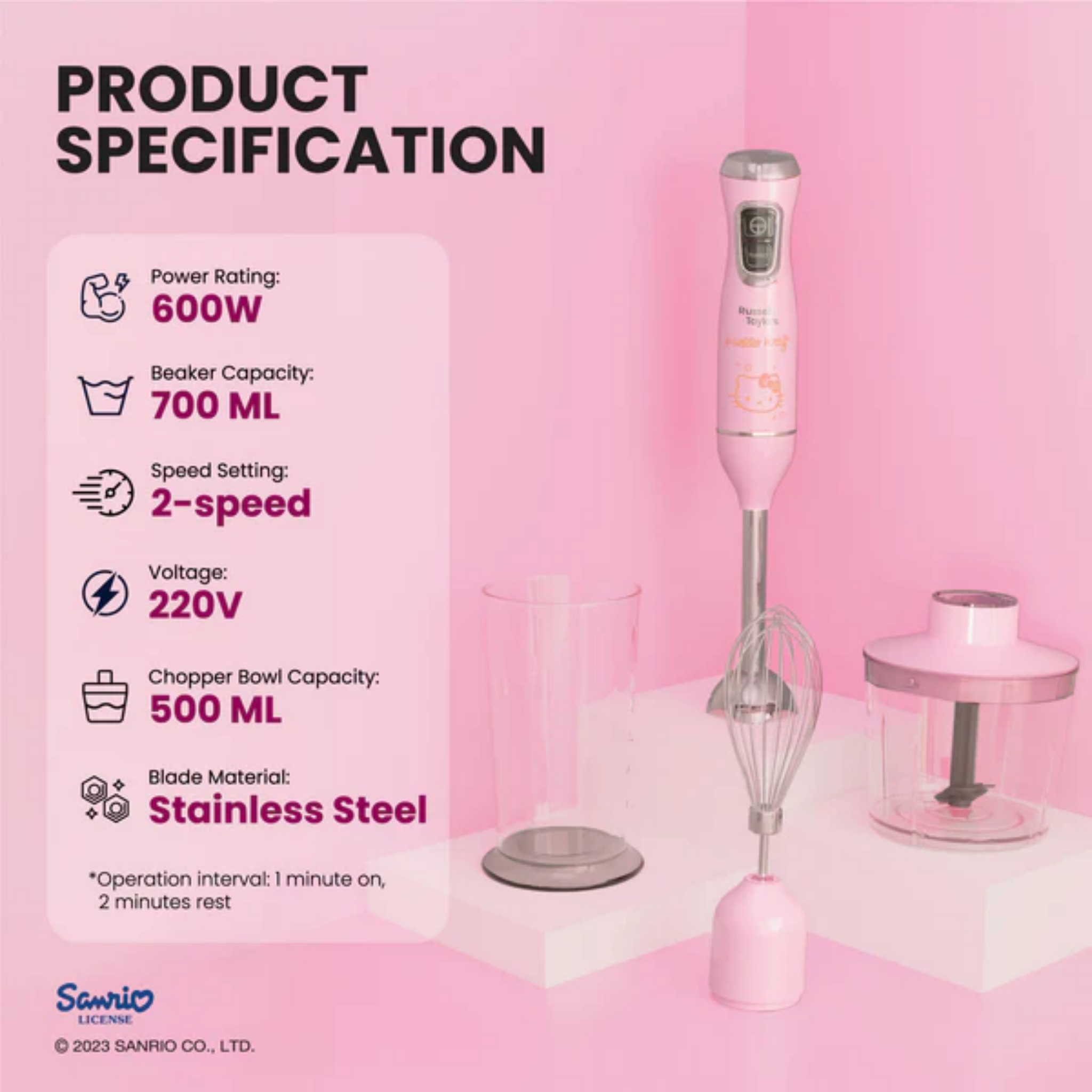 Russell Taylors Hello Kitty Hand Blender (HB1HK)