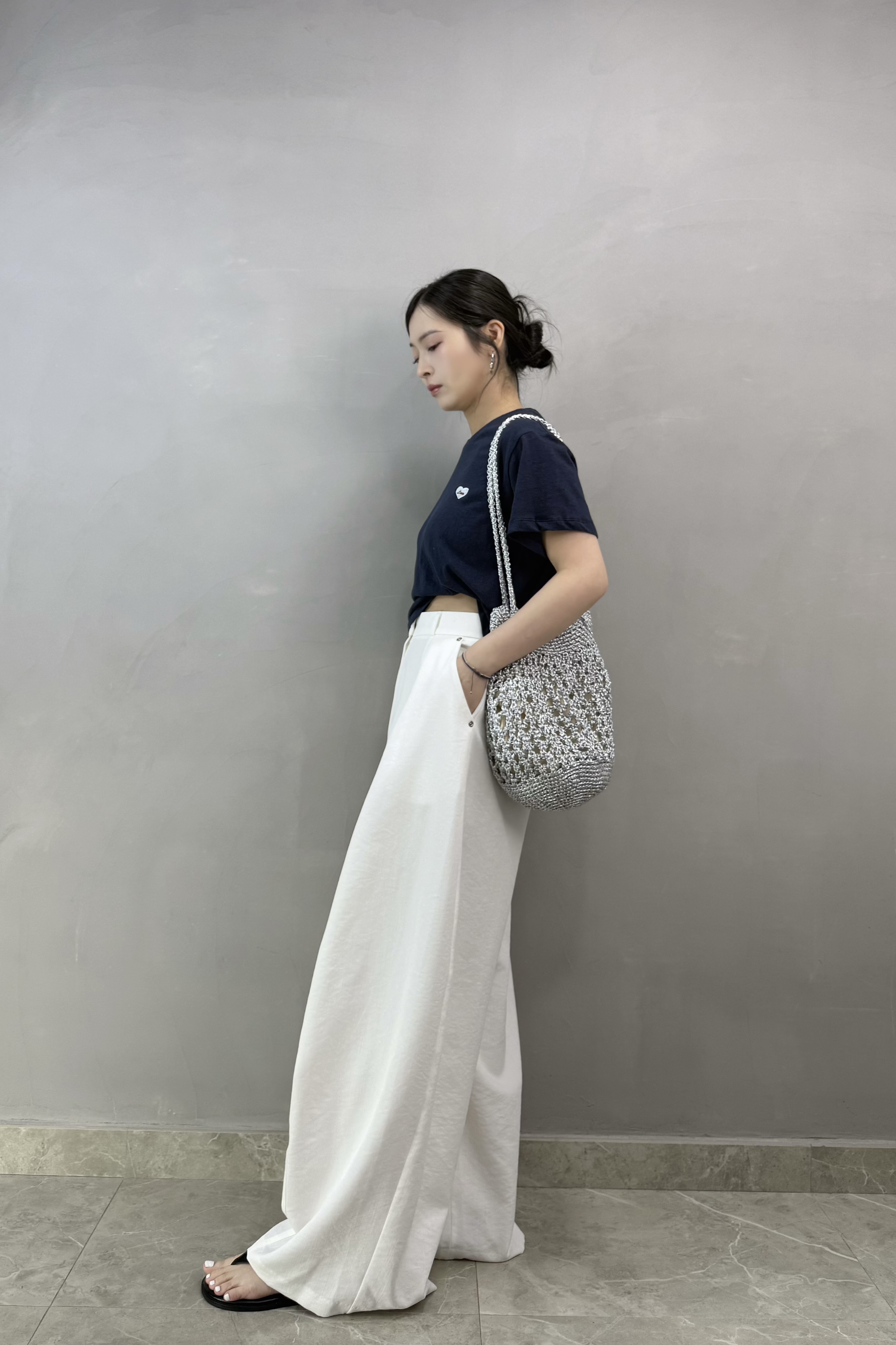 X66 刺繡心心短tee
