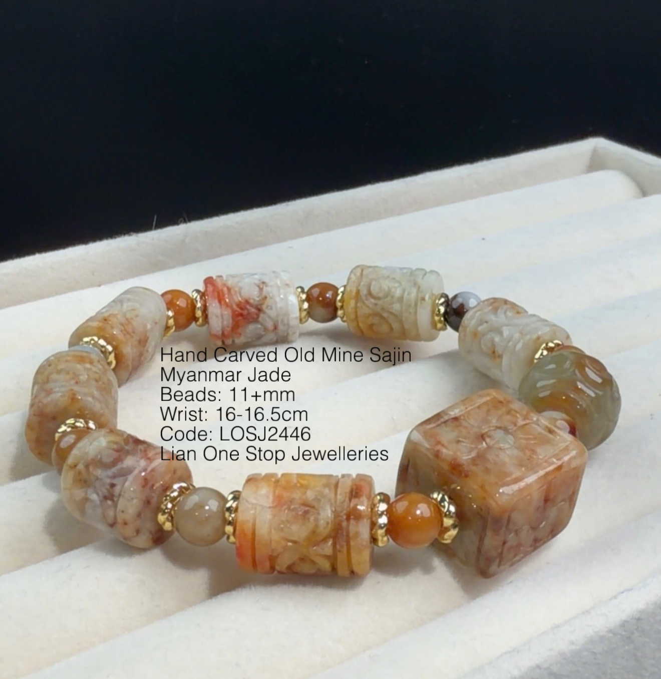 Code: LOSJ2446 Hand Carved Old Mine Sajin Myanmar Jade 