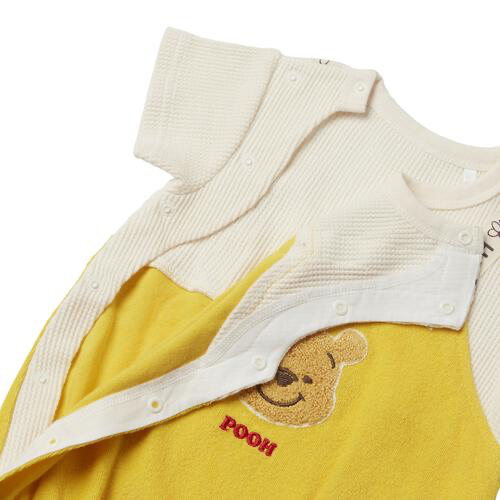 🇯🇵預訂 日本直送🇯🇵Winnie the pooh小熊維尼刺繡貼花吊帶短袖包屁衣