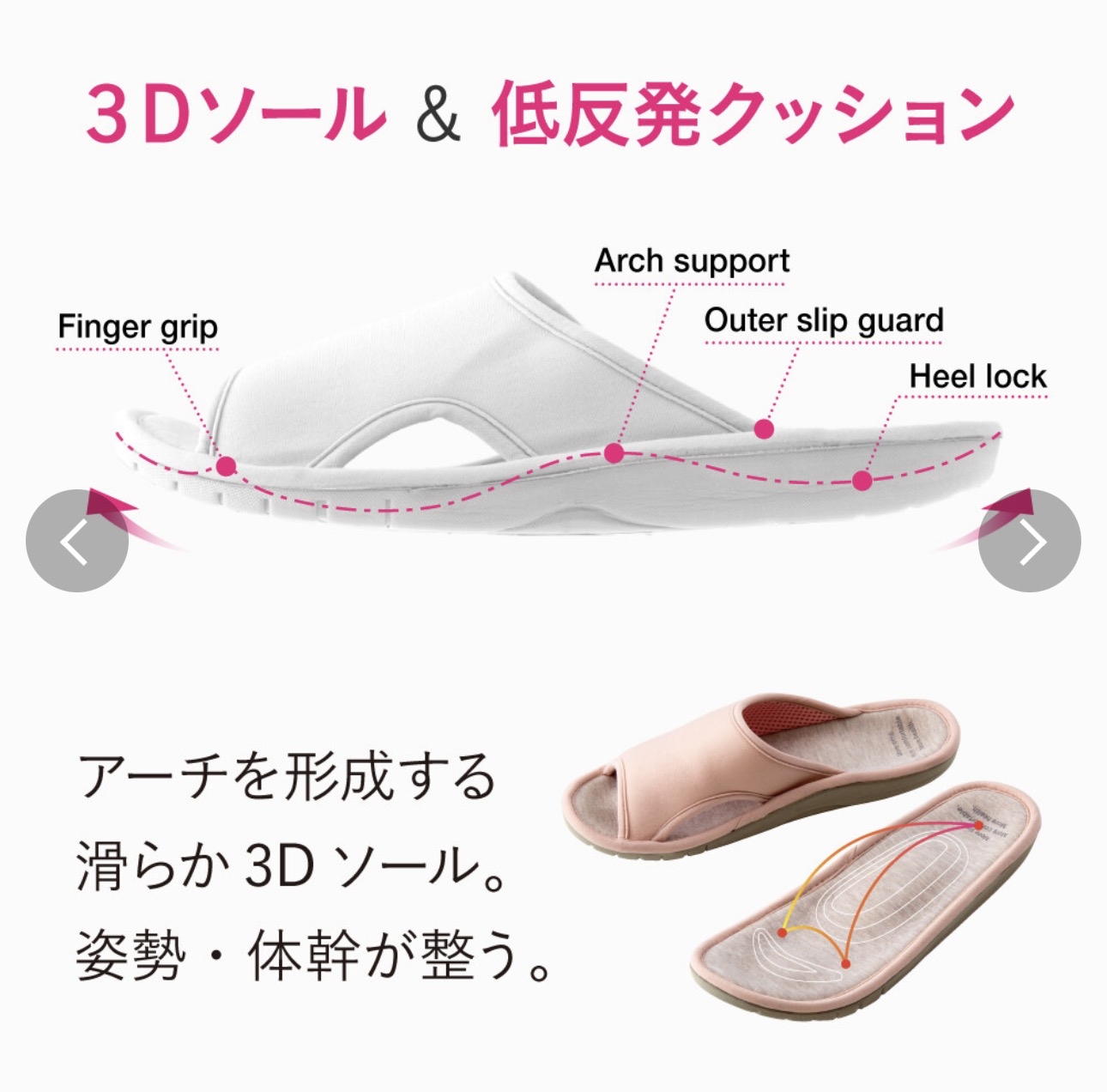 日本進口3D回彈足弓支撐室內拖鞋