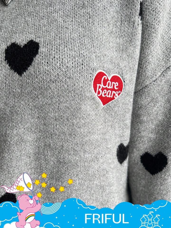 🌈care bears🐻可愛心形圖案寬鬆針織毛衣