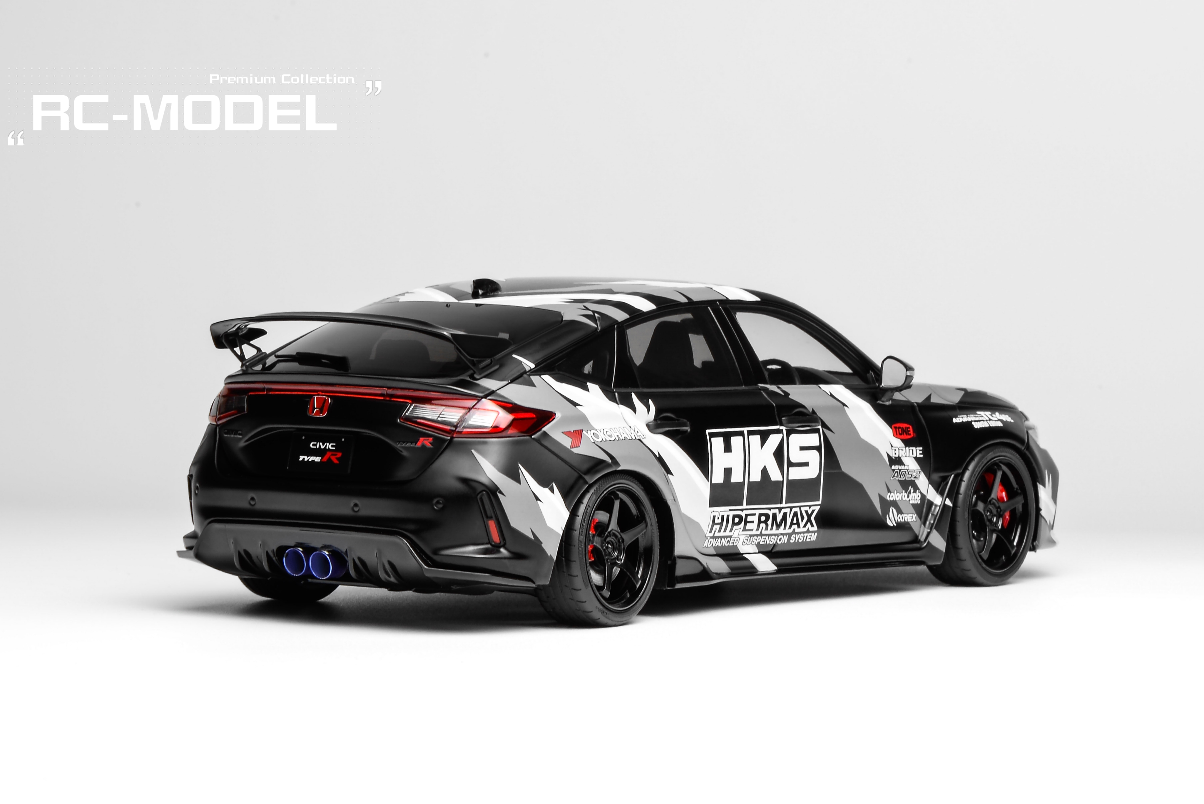 *PRE-ORDER MOTORHELIX 1/18 Honda Civic TYPE R (FL5) HKS Livery *Matte Black