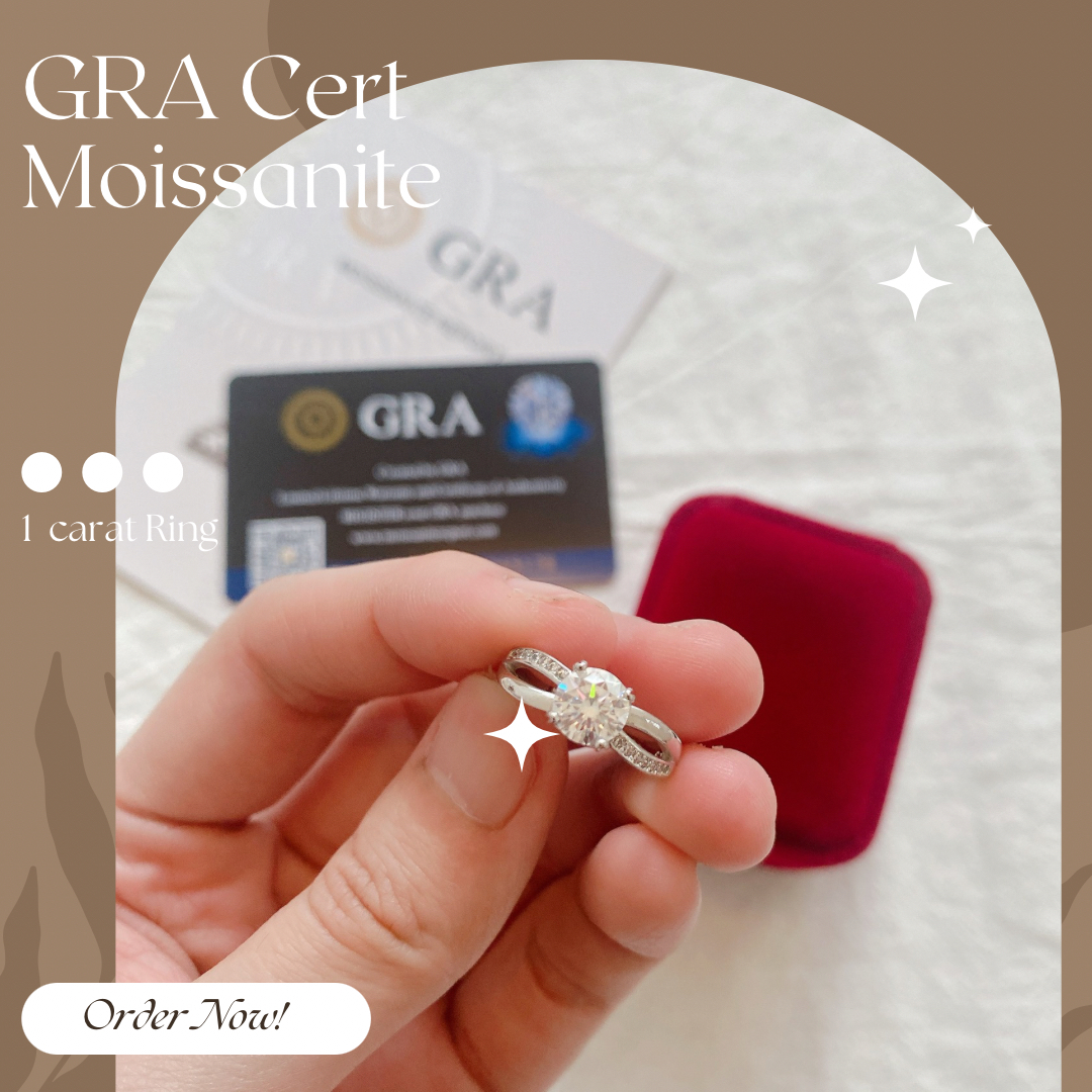 Moissanite Collection 1 carat Ring 034 【FREE size: Adjustable Ring】