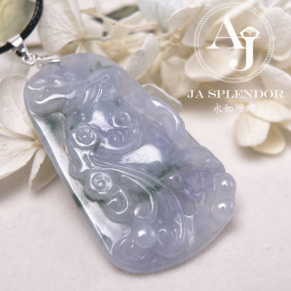 JN-758 天然翡翠A玉 冰種莫奈花園一路（鹿）發/梅花鹿吊墜