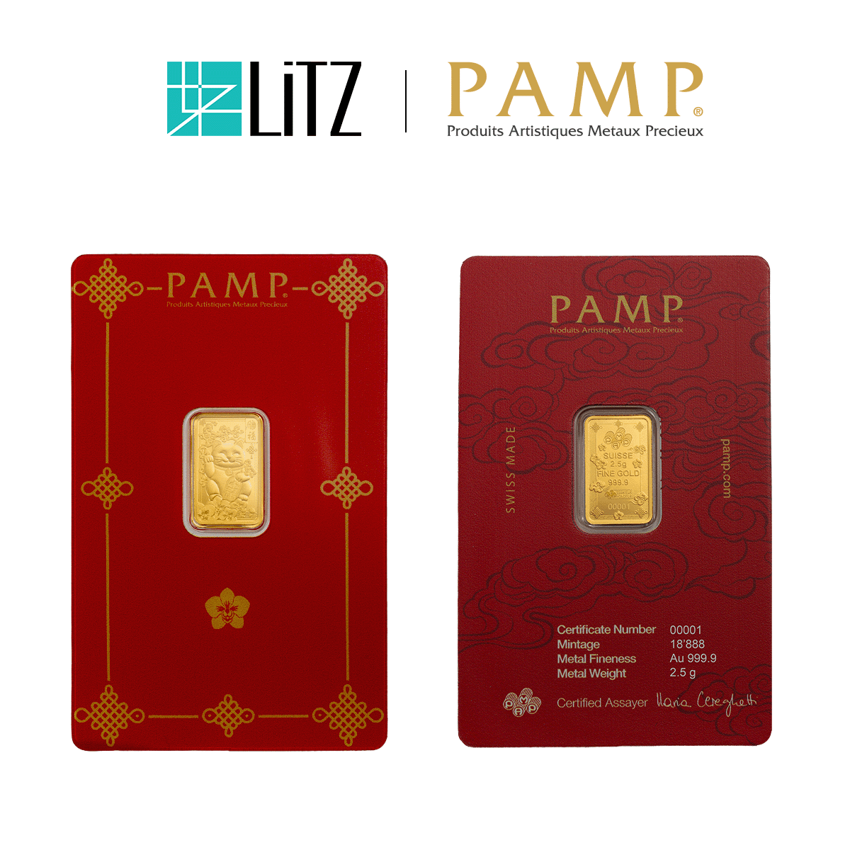 [2.5 gram] LITZ PAMP Suisse Lucky Cat Limited Edition Gold Bar (999.9) PG069