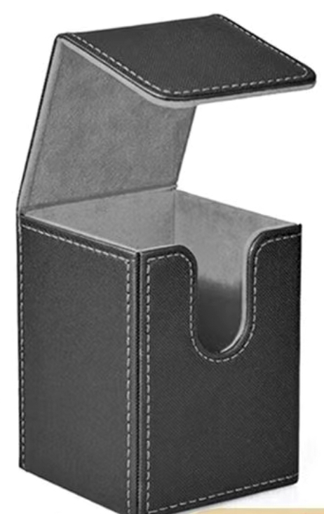 11枚容量PSA評級卡磚盒 高級PU輕便式青少年磁吸卡磚盒收納盒（灰色）