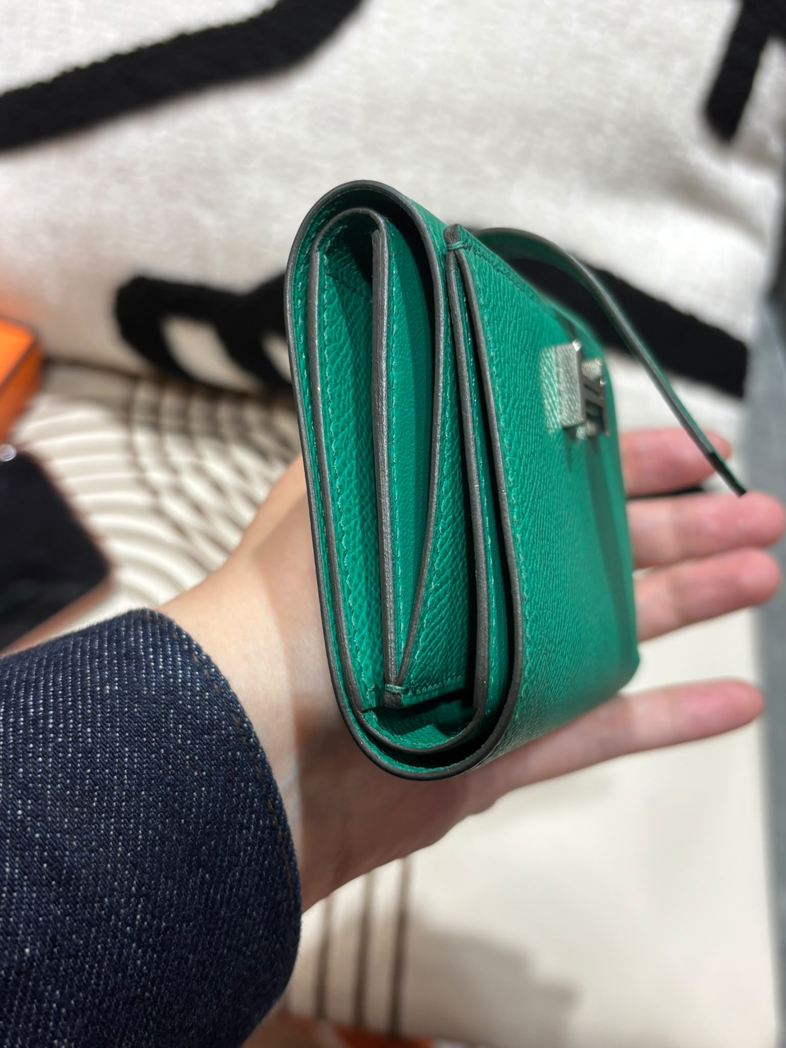 HERMES Bearn Compact Stamp Z Short Wallet Epsom Calfskin 牛皮帝王綠色 100%Authentic,98% new ✅box 
