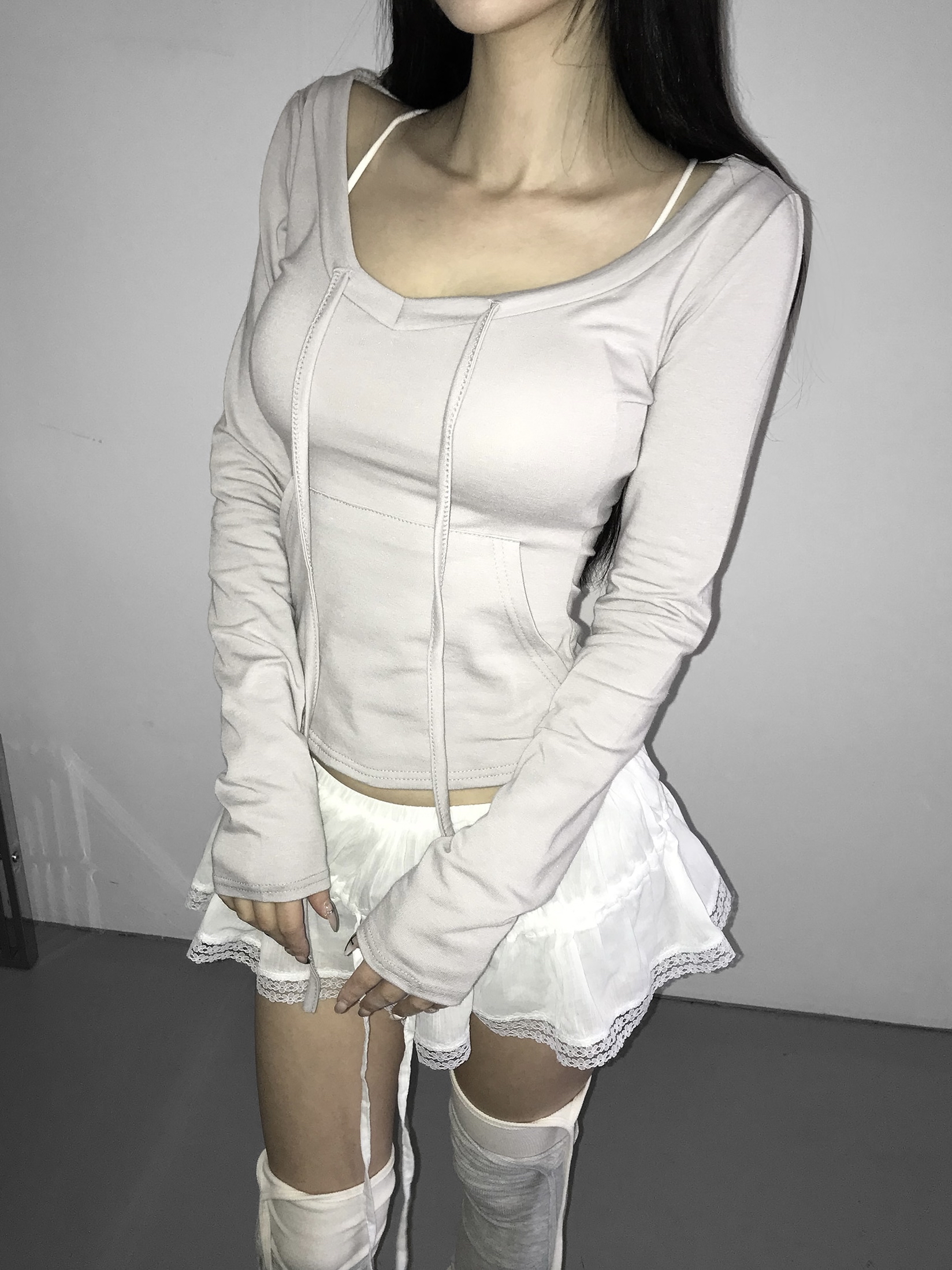 Drawstring Scoop Neck Top