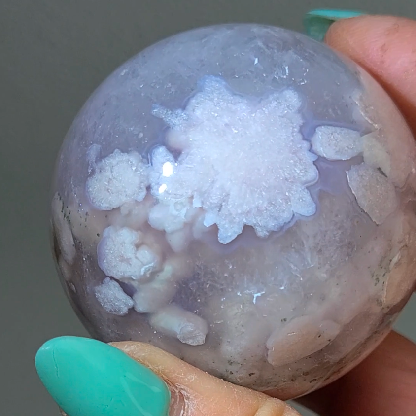 Flower agate sphere with quartz inclusions - AG111