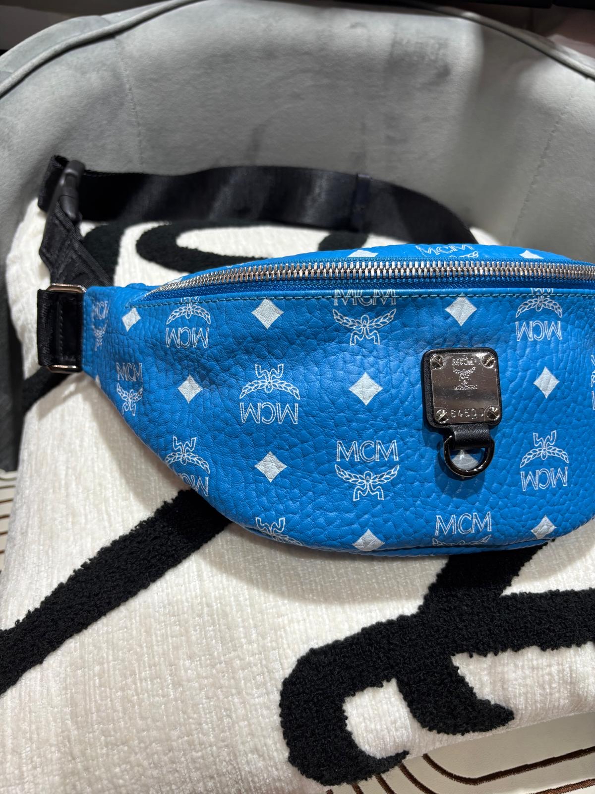 MCM Fursten Visetos Waist Bag Belt Bag Calfskin 100%Authentic, 98%New