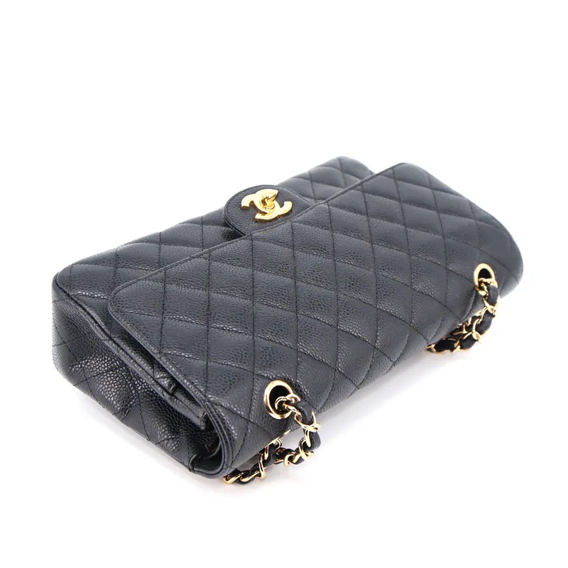 Chanel Matelasse Coco Mark Caviar Double Flap Chain Shoulder Bag