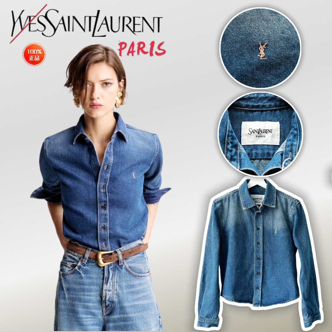 💯YSL Saint Laurent CASSANDRE  Denim Shirt 牛仔恤衫