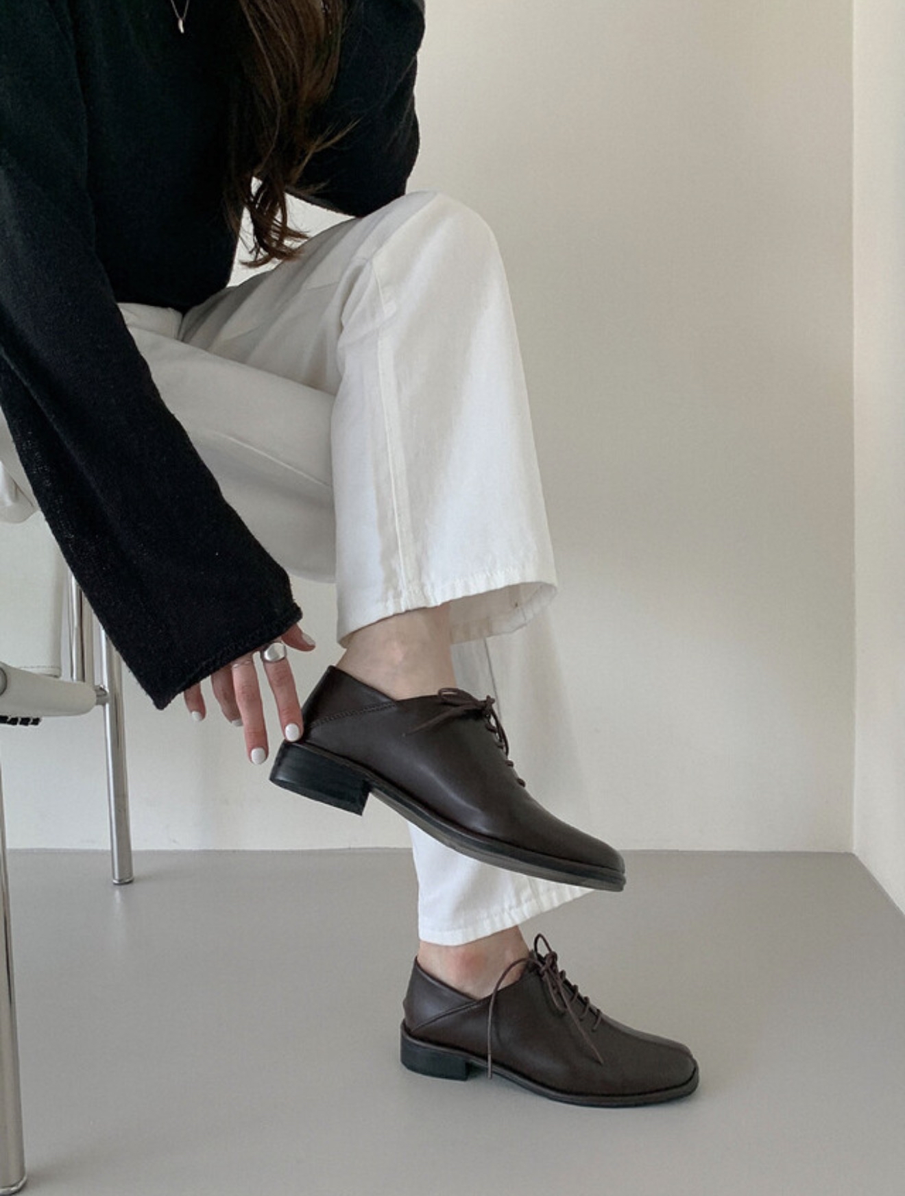 Square Lace-Up Oxfords 