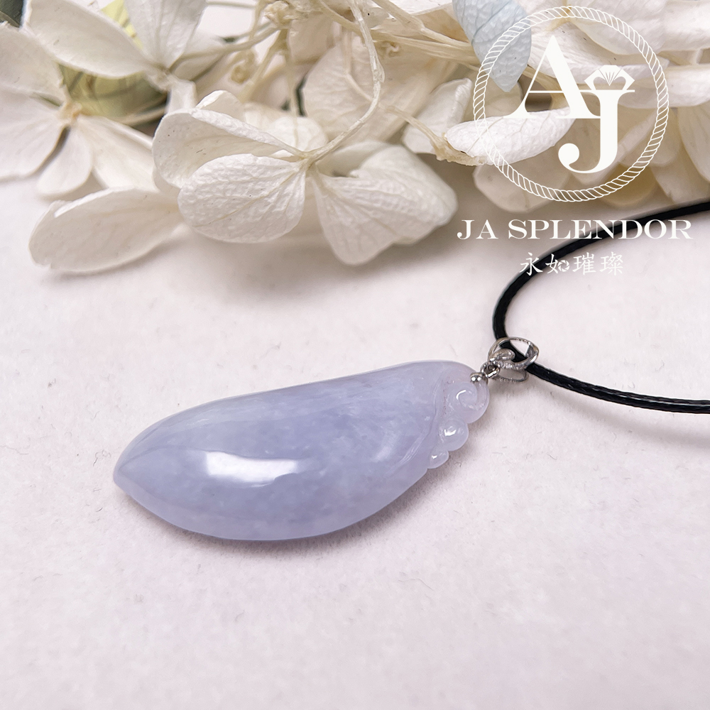 JNK-95 天然翡翠A玉 紫氣東來萬壽股果18K金吊墜