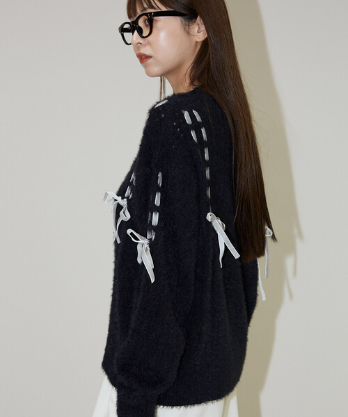 蝴蝶結綁帶針織外套