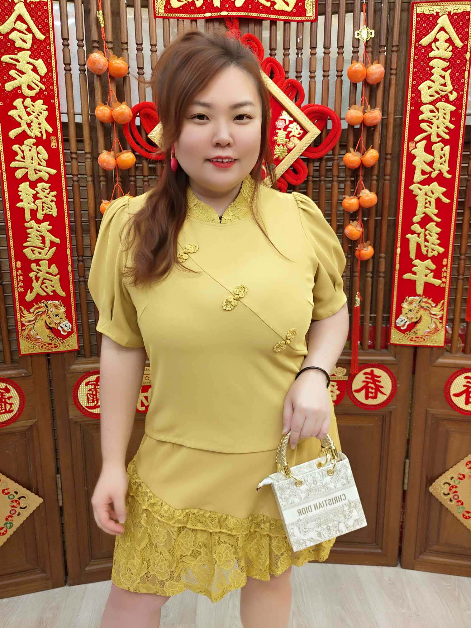 NJL01 BE#281939 拼蕾丝新中式设计裙子套装