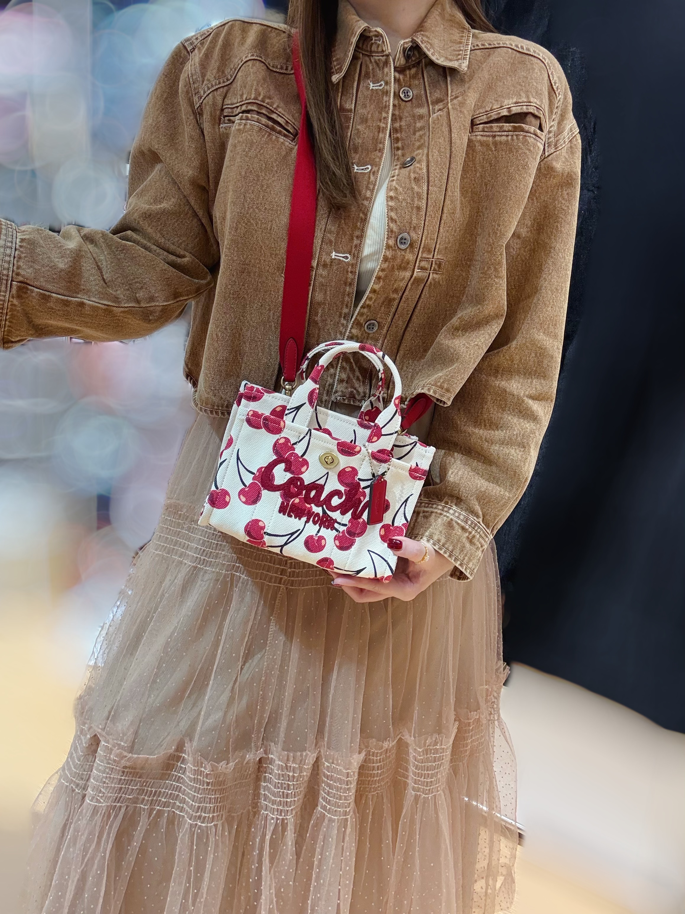 Coach Cargo tote mini cherry